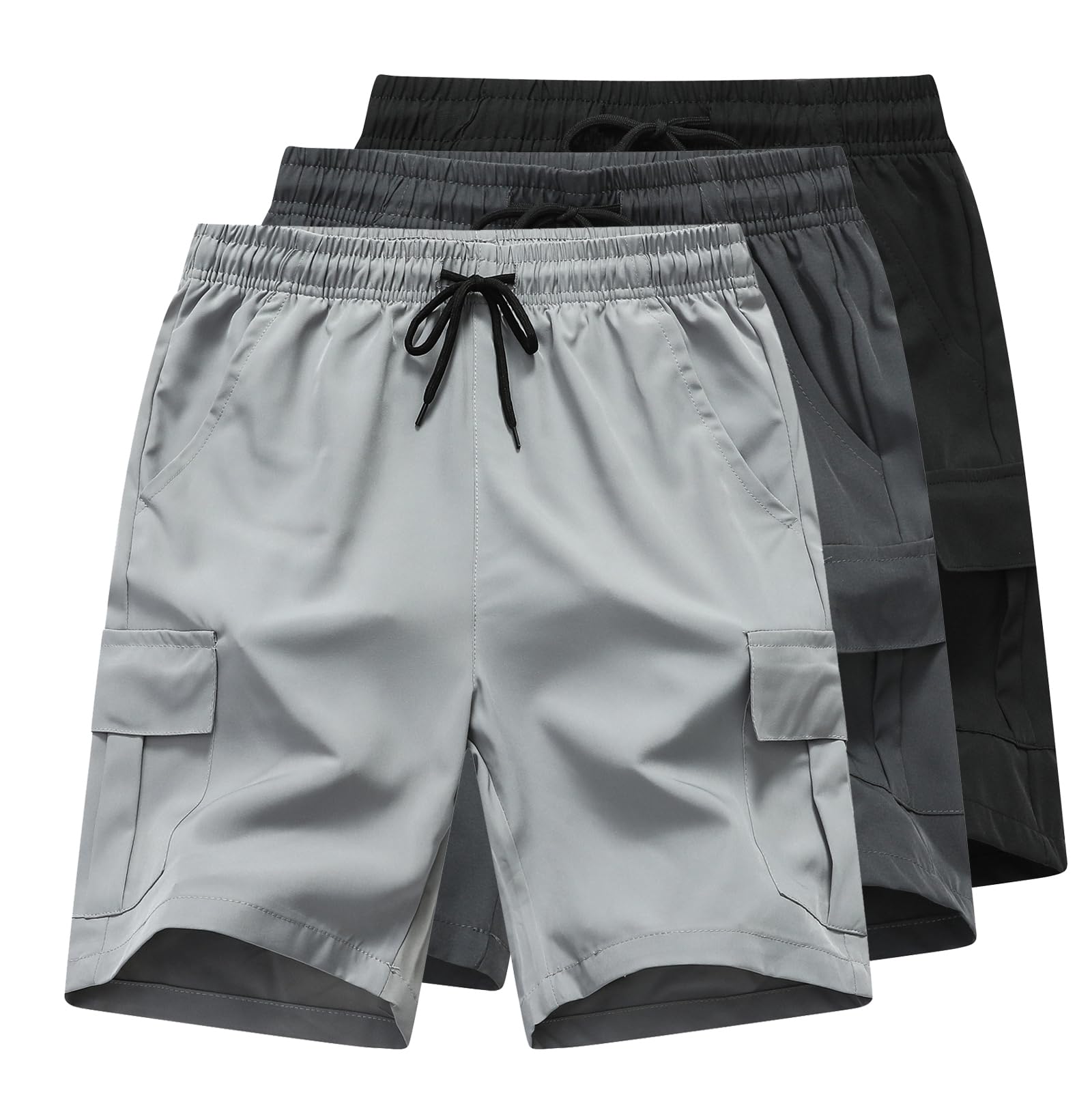 HONCAN Boys Pull on Cargo Shorts, Outdoor Kids Quick Dry Hiking Shorts in use