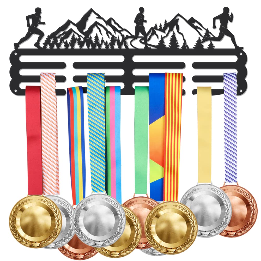 SUPERDANT Funny Running Medal Hangers Park Run Medal Holders Wall Mount Ribbon Running Medal Display Holder Rack Hanger Decor Iron Hooks Gifts for Marathon Runners Christmas