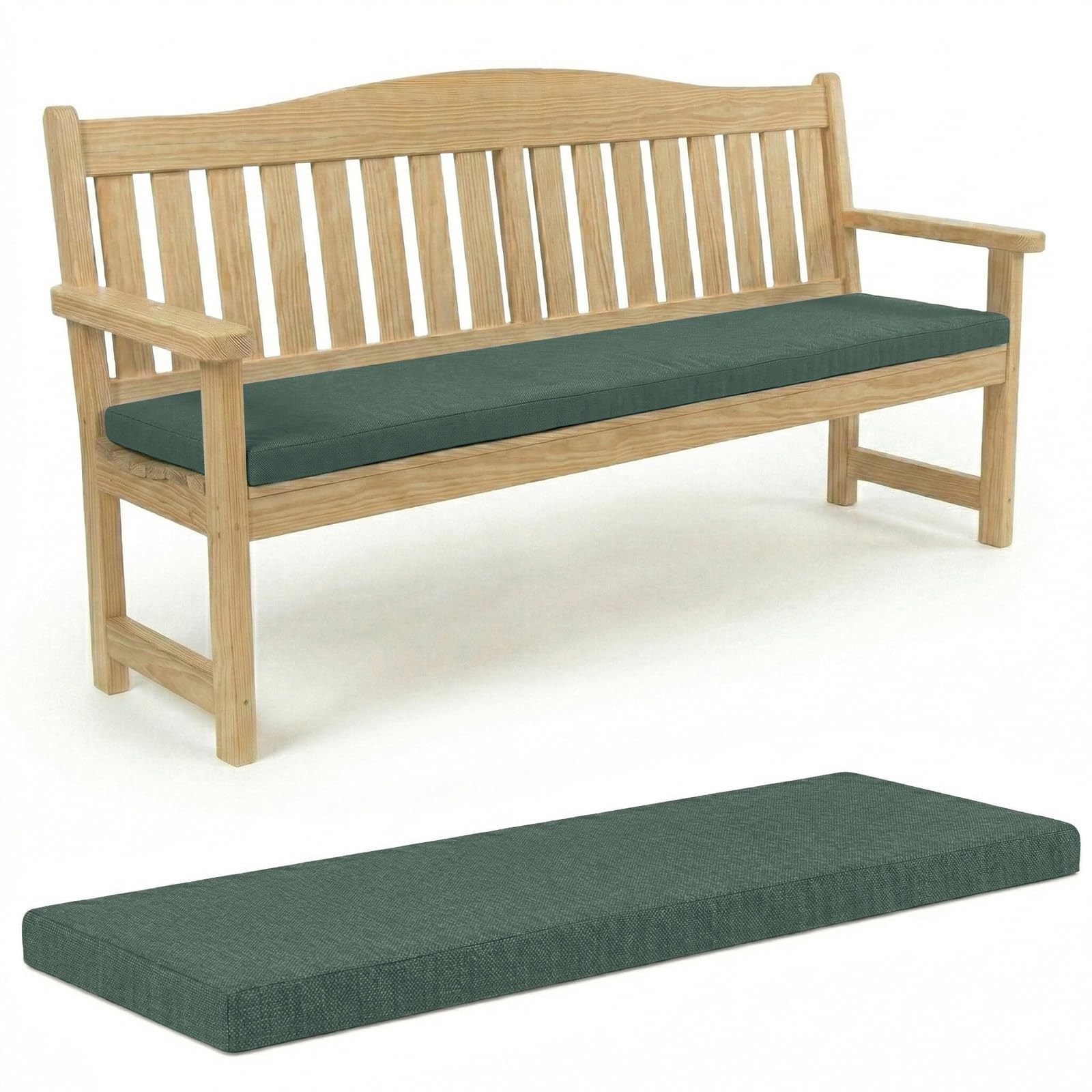 100% Waterproof Garden Bench Cushion 2/3/4 Seater Outdoor Long Bench Seat Pad for Lawn & Garden, Patio, Office, Coffee Shop with Removable Cover (4 Seater 170cm x 52cm x 6cm thick, Bottle Green) โ image 1