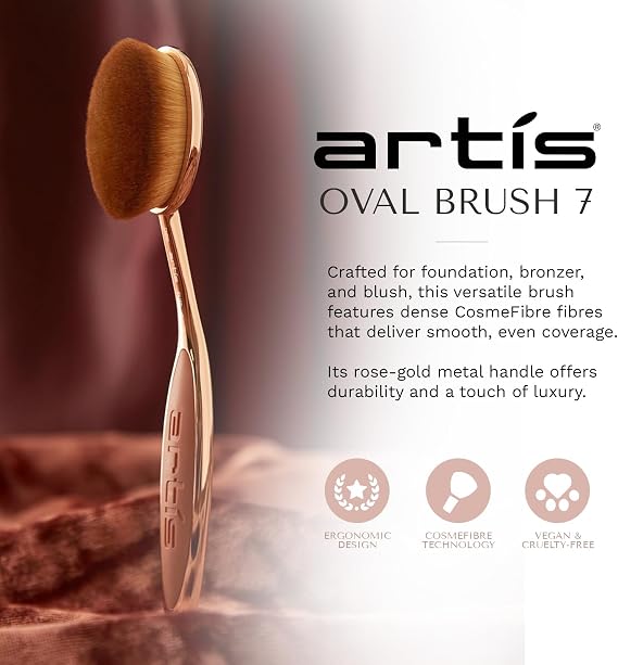 Artis Elite Oval 7 Brush - Oval Makeup Brush - Foundation Brush - Foundation, Makeup, Skincare - Use With Liquids, Powders, Creams - Airbrush Finish - Foundation Applicator - Blender Brush - Rose Gold