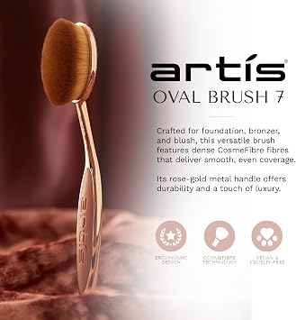 Artis Elite Oval 7 Brush - Oval Makeup Brush - Foundation Brush - Foundation, Makeup, Skincare - Use With Liquids, Powders, Creams - Airbrush Finish - Foundation Applicator - Blender Brush - Rose Gold