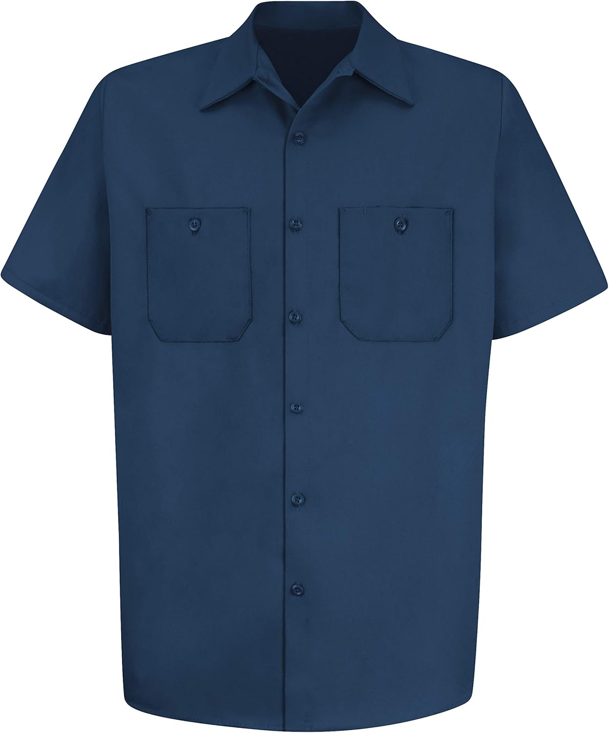 Red Kap Men's Wrinkle-Resistant Cotton Work Shirt, Navy, Short Sleeve X-Large