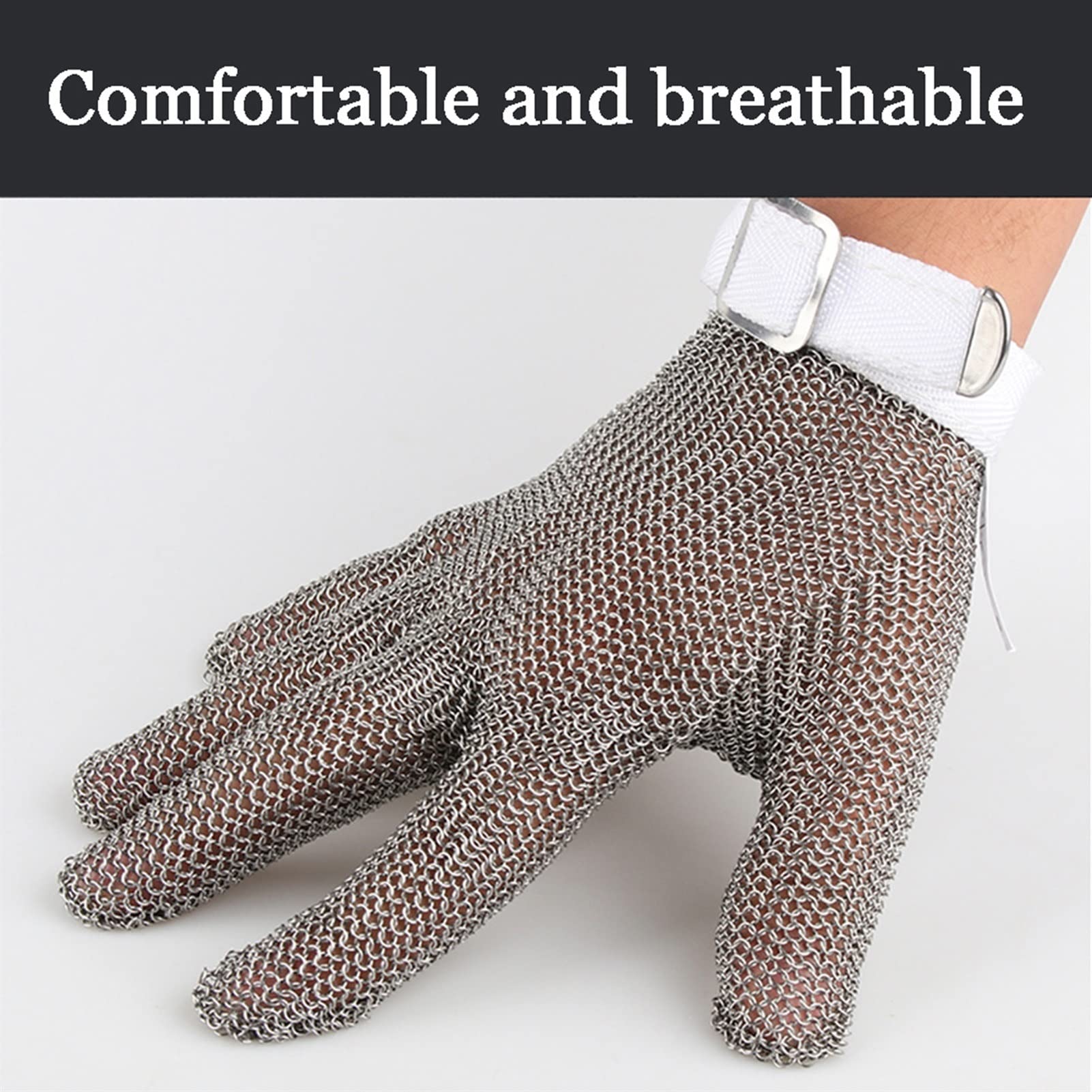 WXYZ Guantes Resistentes a la Malla de Malla Pesados,Guantes de Trabajo de Seguridad de Acero Inoxidable de protección de Acero Inoxidable,6 tamaños (Color : 1pcs/L)