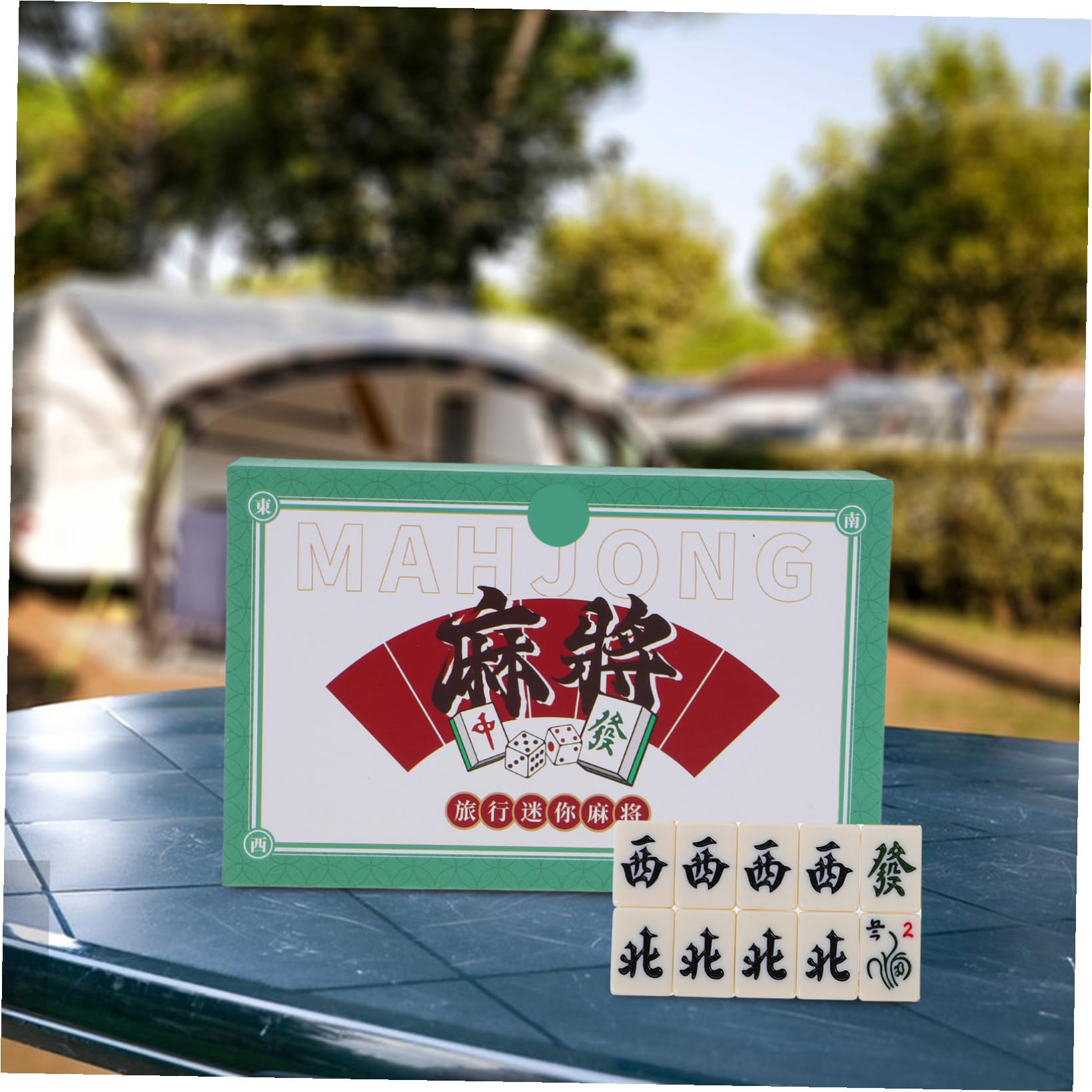 GALPADA Mini-Mahjong-Set Tragbar für Reisen Kompakt für Kleine Räume mit Handgerollten Steinen für Familienfeiern und Gesellige Anlässe aus Robusten Materialien für Langlebigen Spielspaß