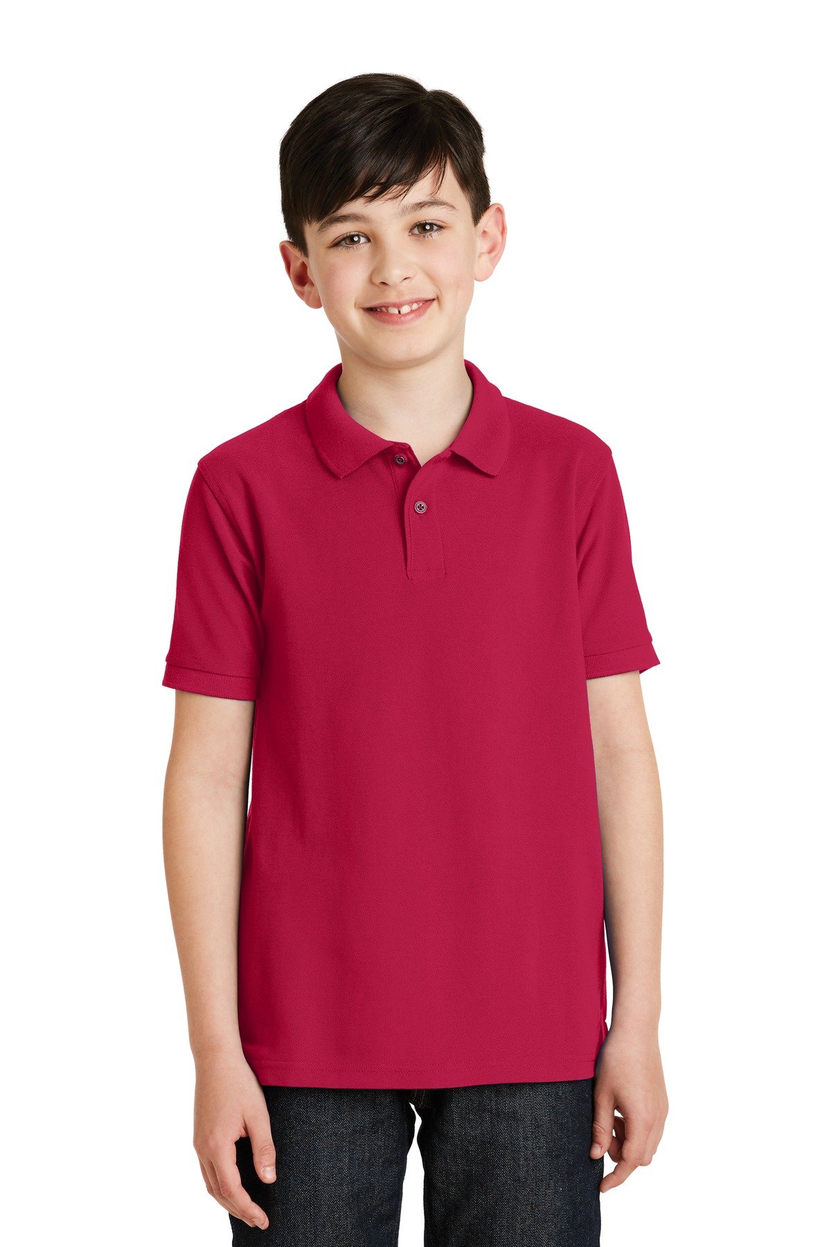 Port Authority Youth Silk Touch Polo. Y500, Red, XS
