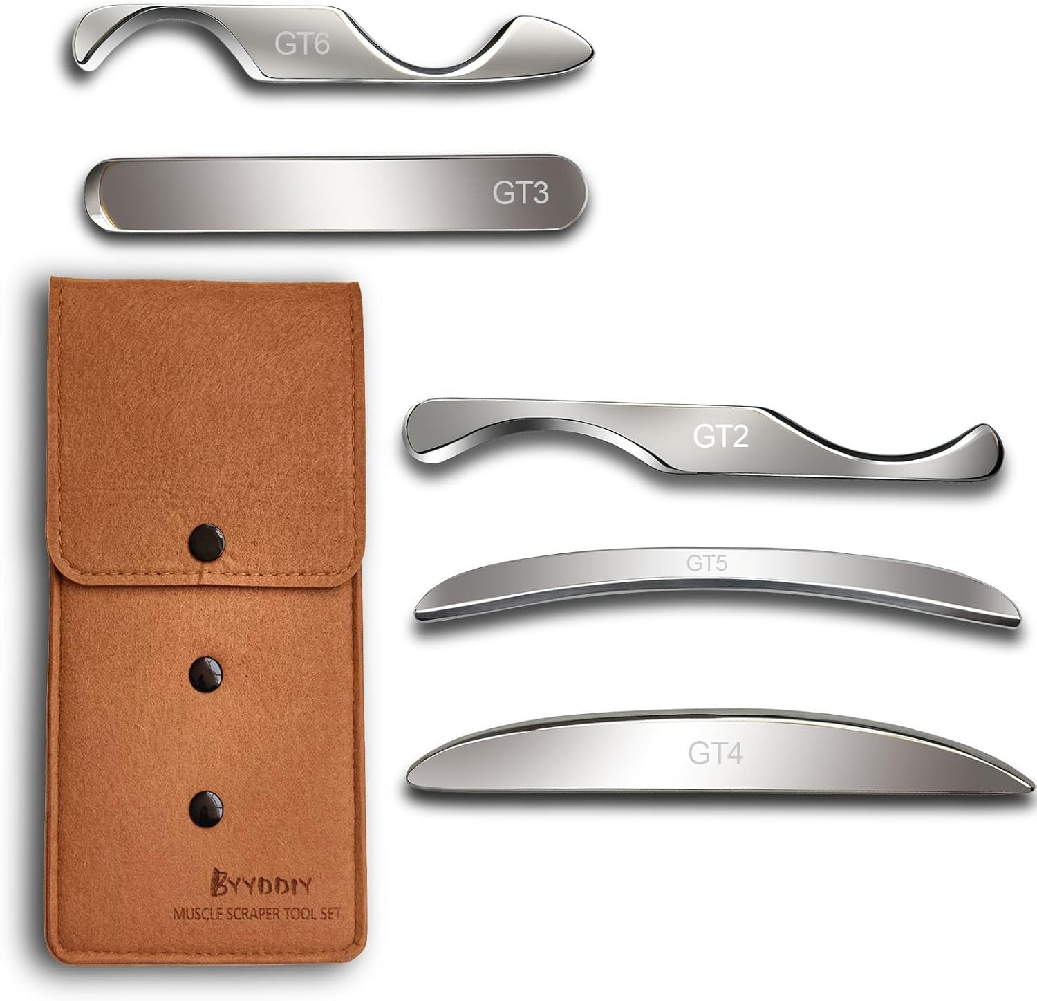 BYYDDIY 5 in 1 Stainless Steel Iastm Set,Muscle Scraper Massage Tool