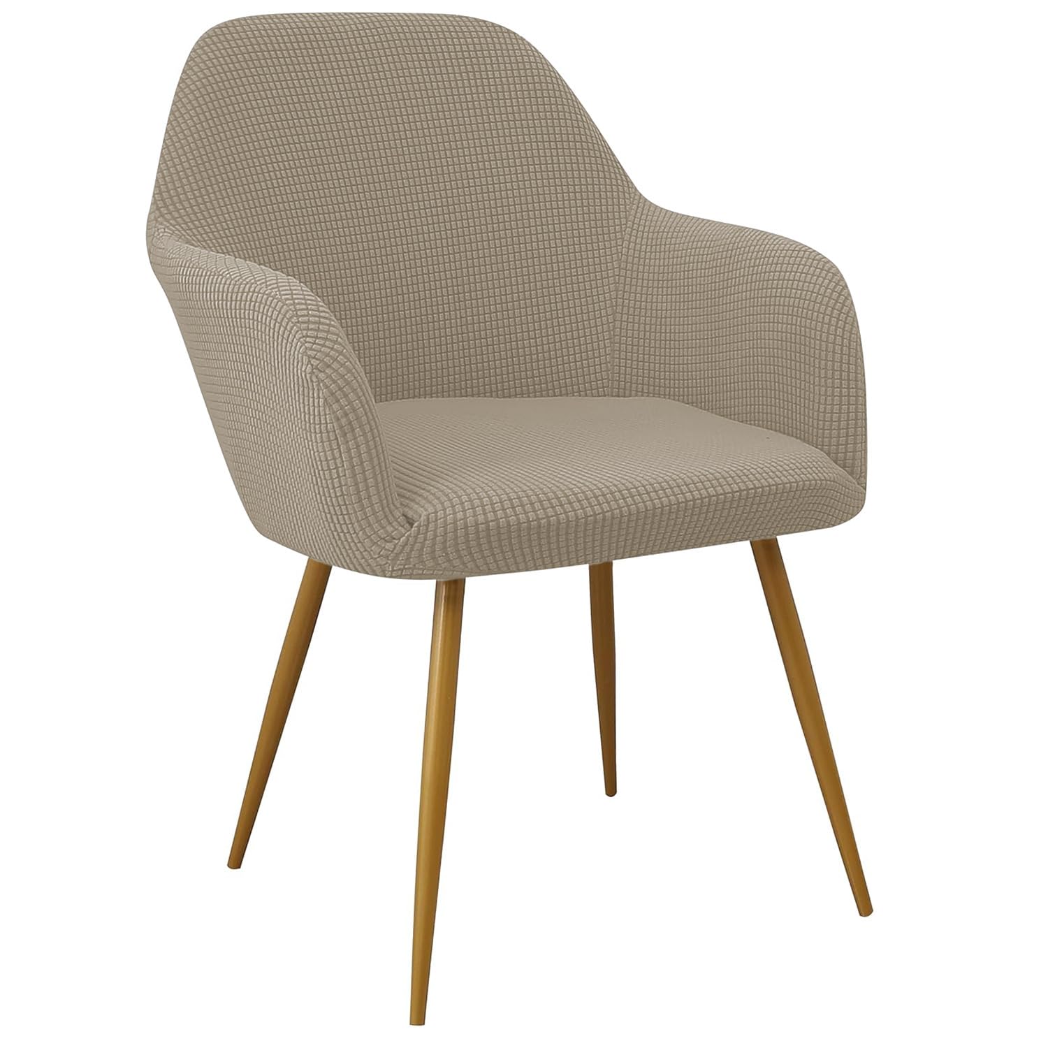 EBETA Funda para Silla de Comedor Extraíble, Jacquard Funda de sillón con Reposabrazos Silla Oficina Protector de Silla Desmontable y Lavable para Sillas Cocina (Arena, 4 Unidades)