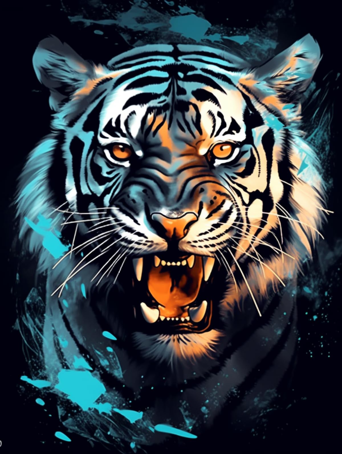 Kit Da Ricamo Con Perline A Punto Croce Fai-Da-Te，Stampa Tigre，Kit Da Ricamo Con Perline，Animale，Kit Timbrato A Punto Croce，Kit Per Ricamo A Punto Croce 40x50cm