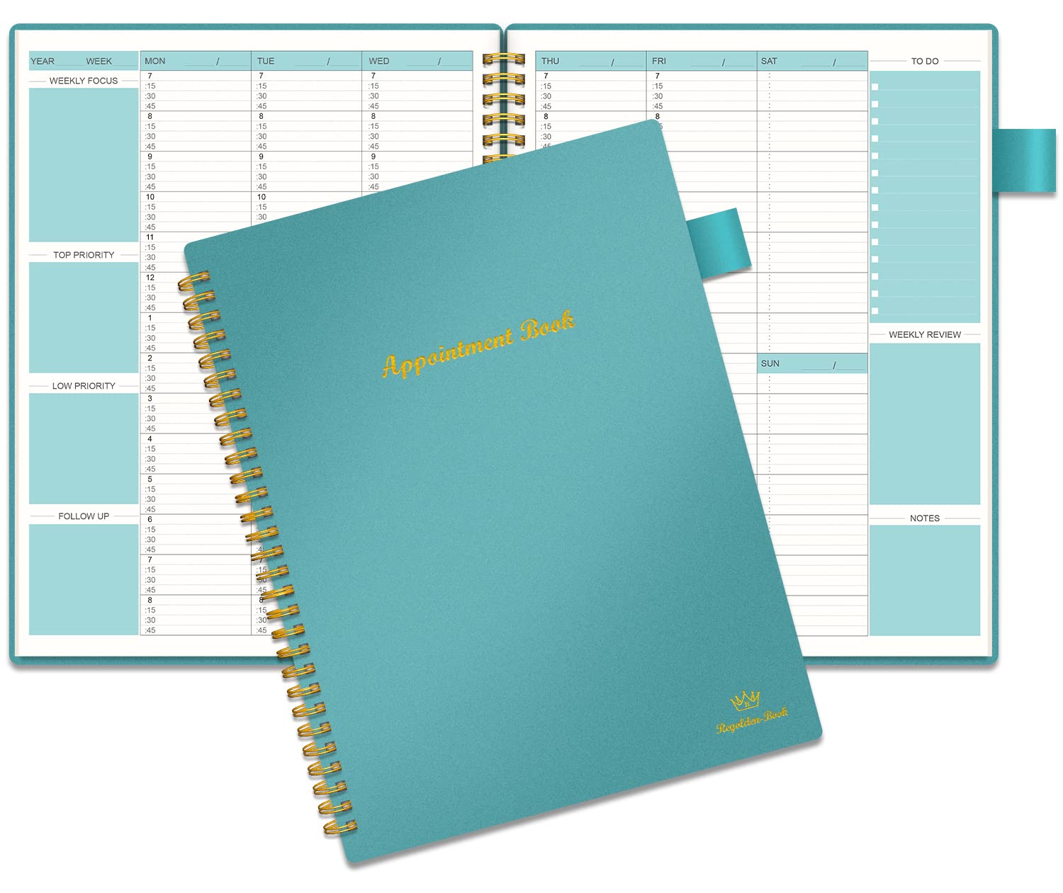 Amazon.com : Appointment Planner Book Undated, Hourly Schedule Planner with  15-Minute Increments, Appointment notebook with Weekly / Daily Templates,  Flexible Cover, Spiral Binding Notebook for Men & Women, Pen Loop, Inner  Pocket,