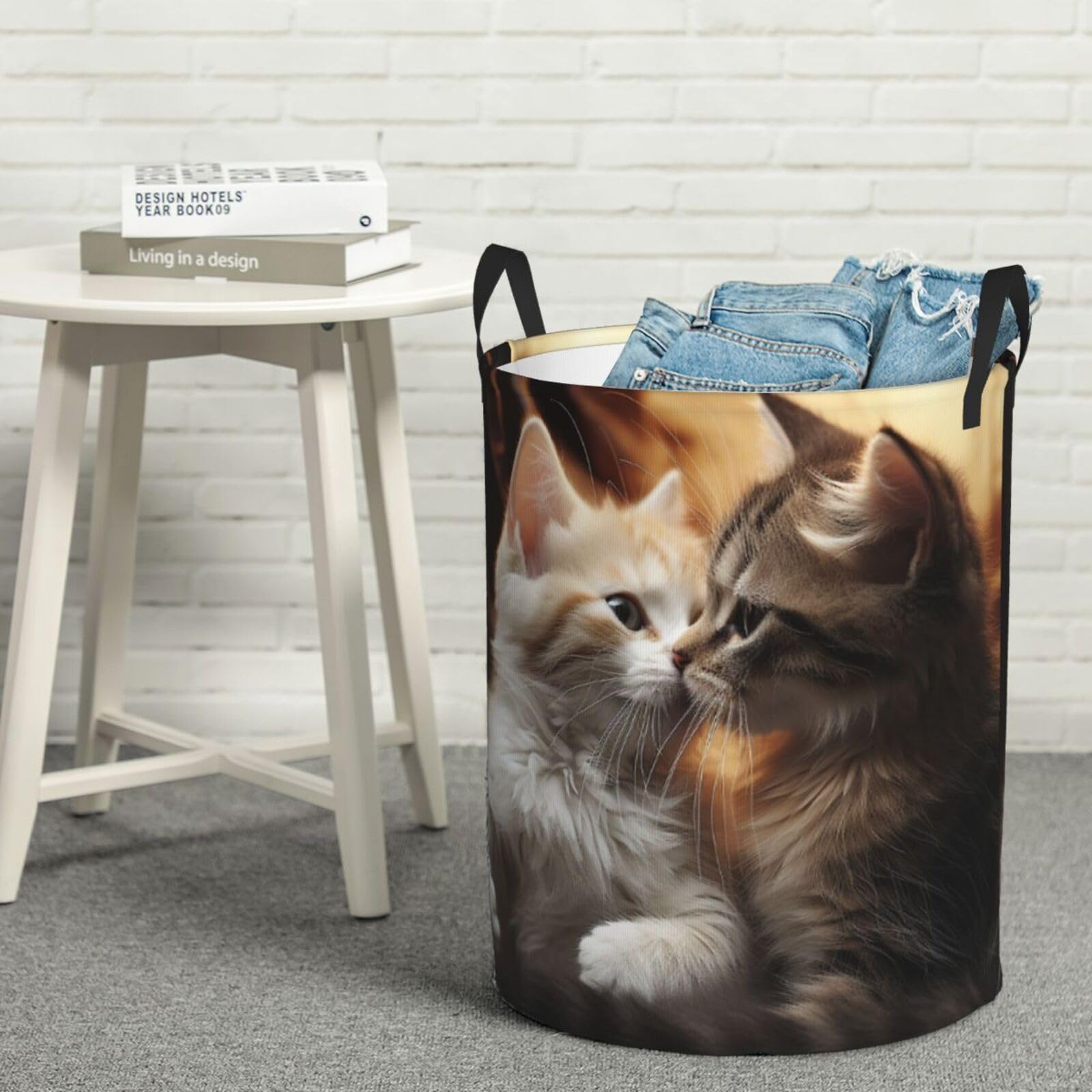 Cat Kiss Panier à linge pliable grand rangement pour couvertures et bac à jouets enfant