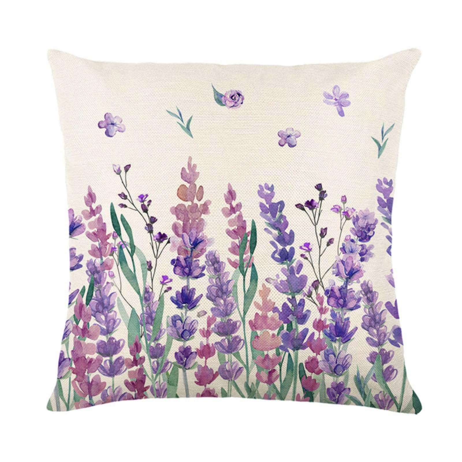 Cushion Covers 40cm x 40cm Purple Flower Pillowcase with Invisible Zipper,Decorative Throw Pillows Cover Thickened linen fabric sSfa Cushions Cover,for Home Décor, Bedroom & Sofa