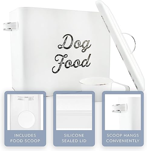 Vista 12 de AuldHome Design Recipiente de comida para perros retro (negro); contenedor de almacenamiento moderno estilo granja para alimentos para mascotas