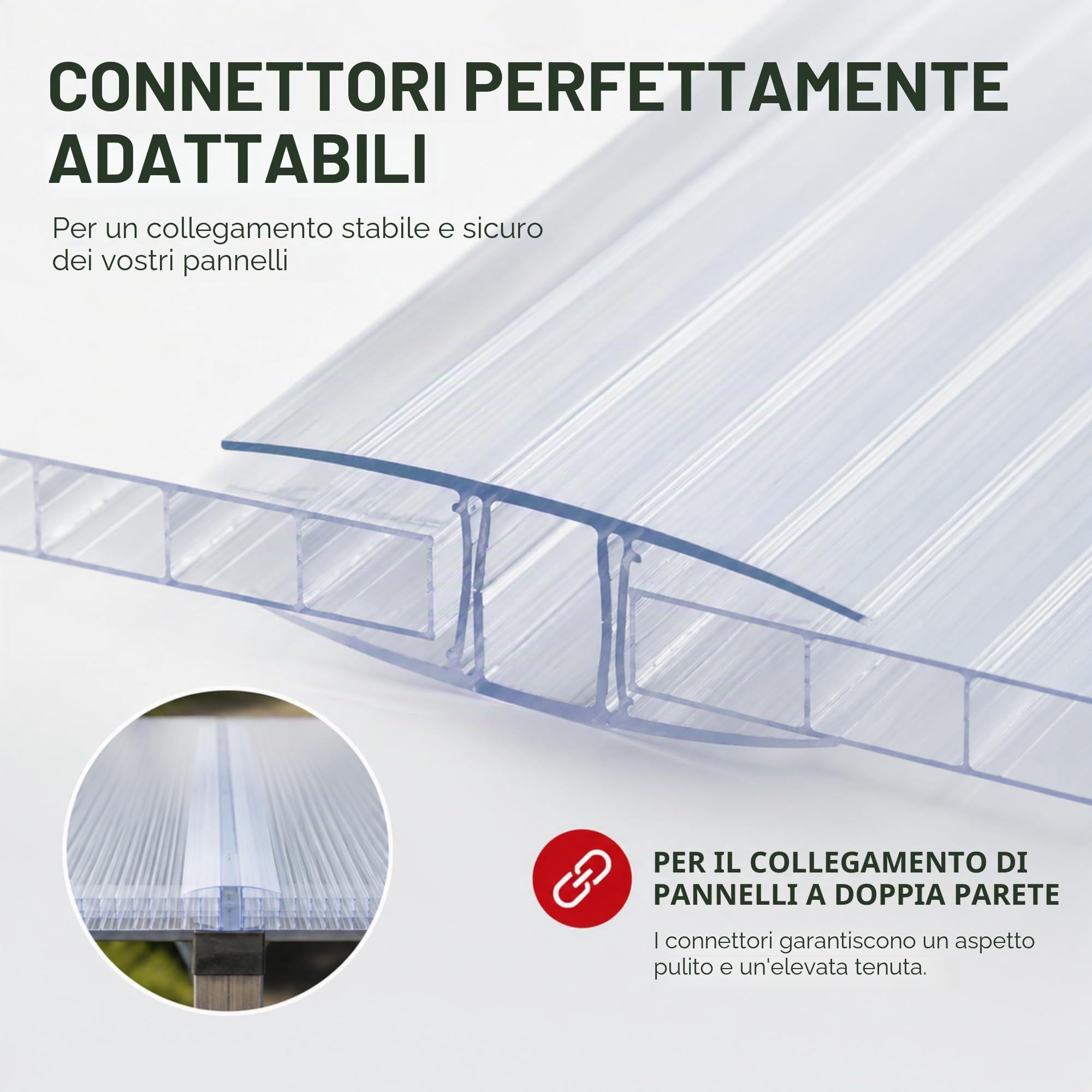 KARAT Lastre per serra con elevata malleabilità, 60,5 x 121 cm, pannelli a camera cava, doppi pannelli in policarbonato (spessore 6 mm, trasparente)