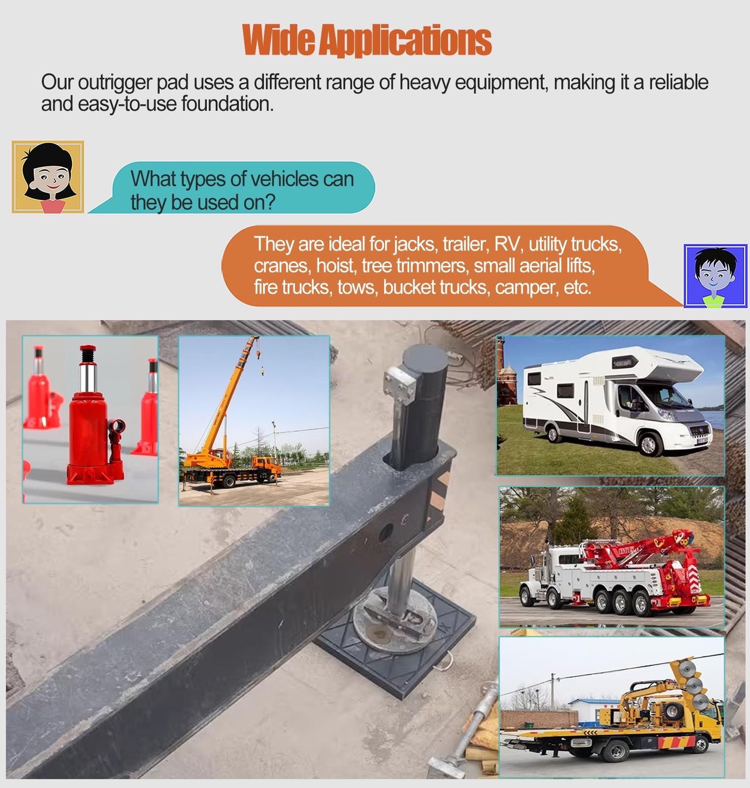 Generisch Hochleistungs-Kranstabilisierungspads – rutschfeste Straßenmatten für Baumaschinen und Wohnmobile (4 Stück, 50 x 50 x 6 cm) – Robuste Auslegerpads für mehr Stabilität