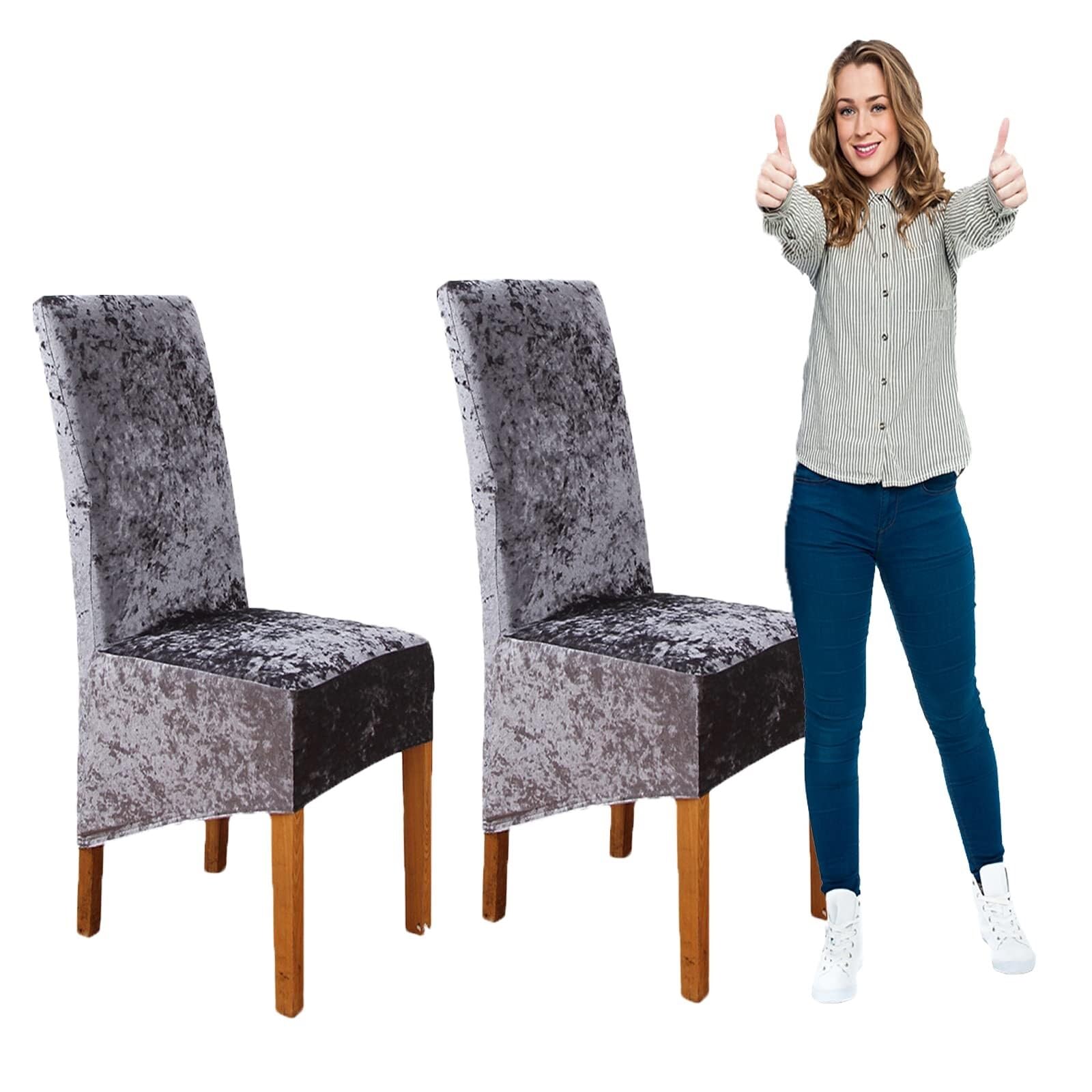 NMVAWIPT Crushed Velvet XL Dining Chair Covers, Elastic Stretch Protective Slipcovers, Ideal For Hotel, Wedding Banquet, Party(#4,2pcs)