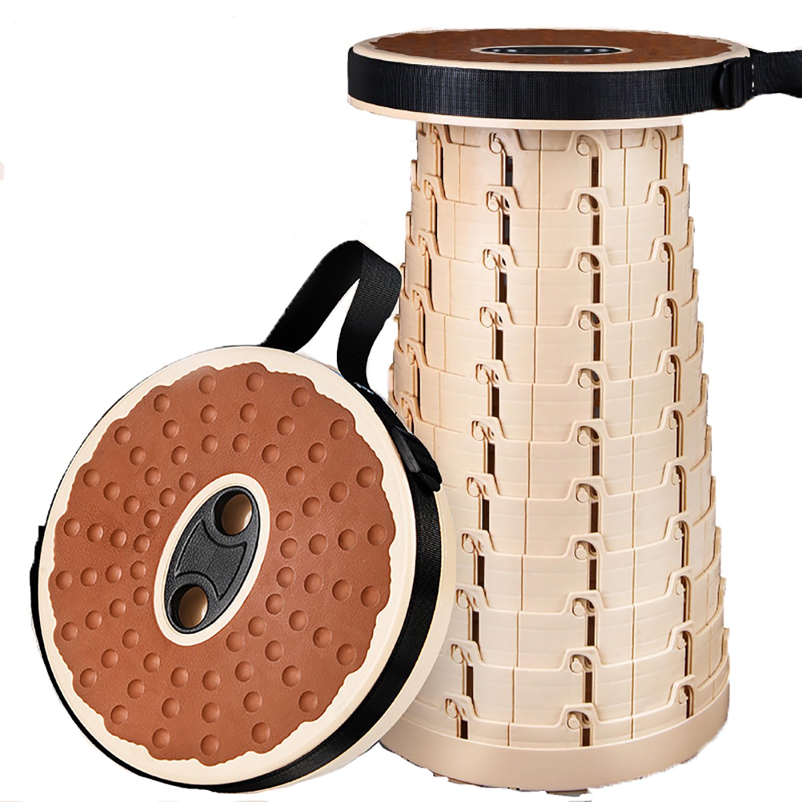 Upgraded Folding Stool Soft Rubber Pad Lightweight More Sturdy Soft Comfortable with Load Capacity 550lbs Portable Collapsible Retractable Stool for Camping Fishing Hiking Street Stall Night Market