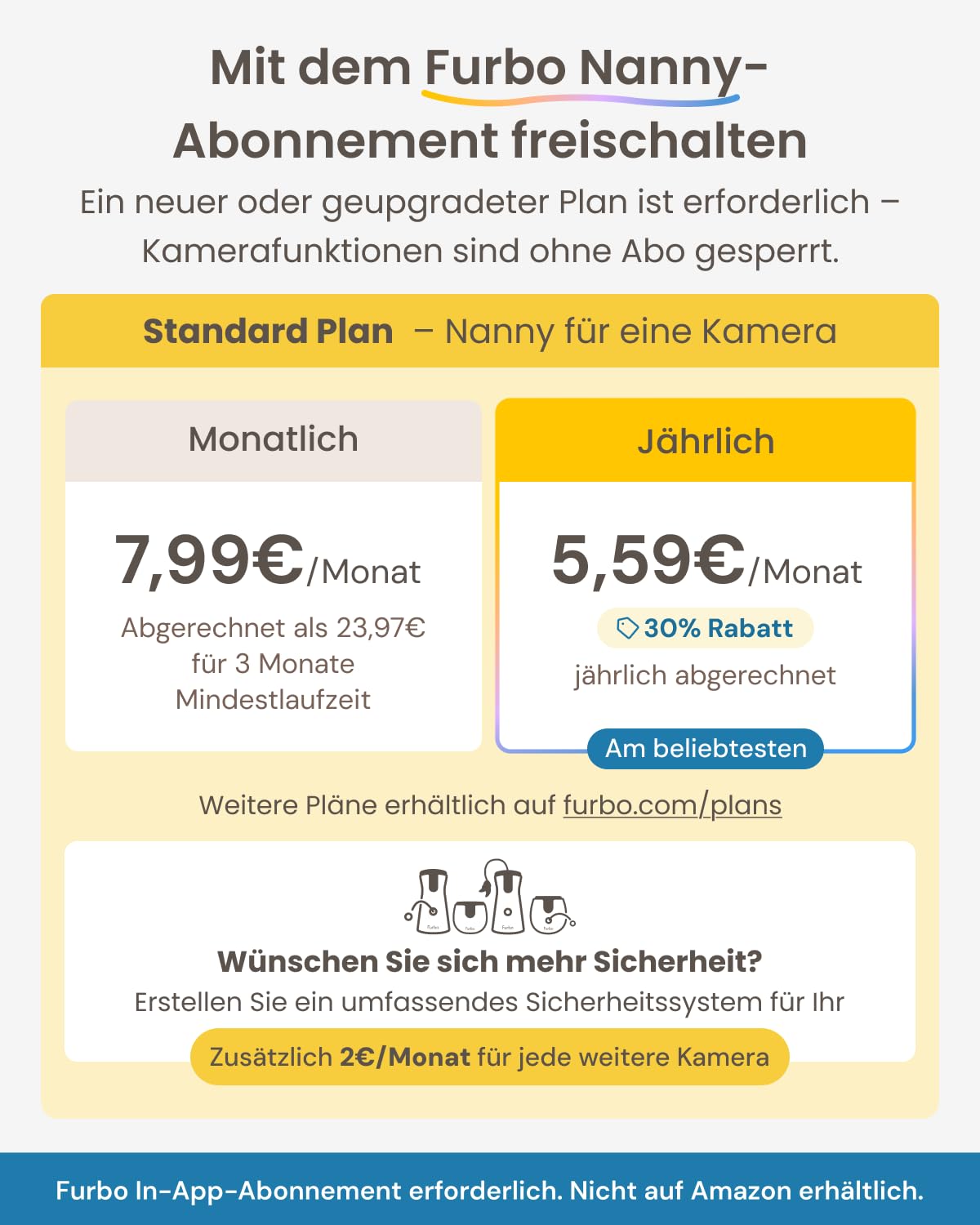 Furbo 360° Katzenkamera mit Heimsicherheits-Paket [Premium MIT ABO]: Intelligente Kamera mit App für Katze & Heim, Rotierende 360° Sicht, Farbnachtsicht, Tracking, Leckerliwurf, Miauen-Alarm UVM.