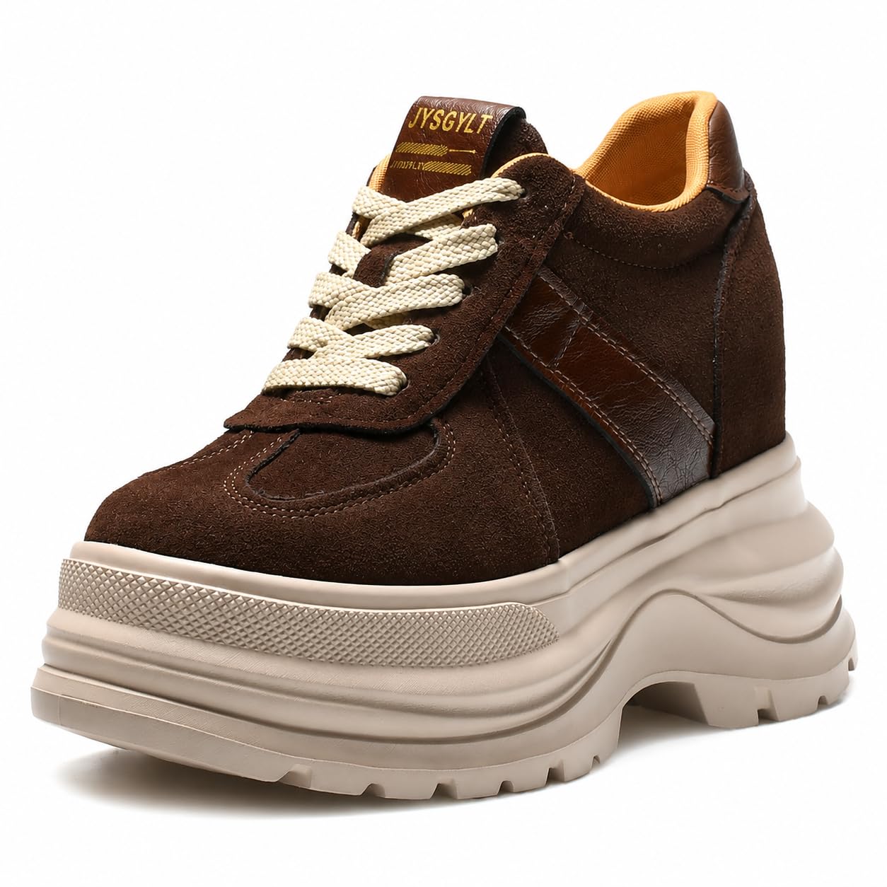 Comfortable Women’s Platform Sneakers, 5 Inch Heel Wedge Sneakers for Women, 12cm High Chunky Platform Shoes, Genuine Suede Leather Upper Casual Walking Shoes for Office Working Everyday wear-image-18