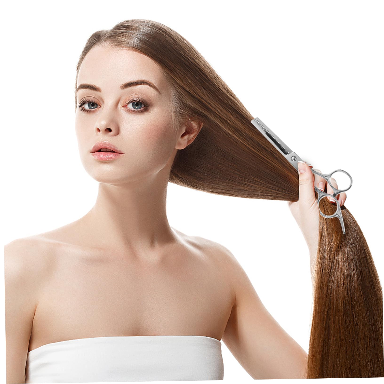 PLAFOPE Tijeras de Peluquería para Cortar Pelo, Metal Plata, Dentado 10%, Uso Doméstico y Salón, No se Atascan Oxidan