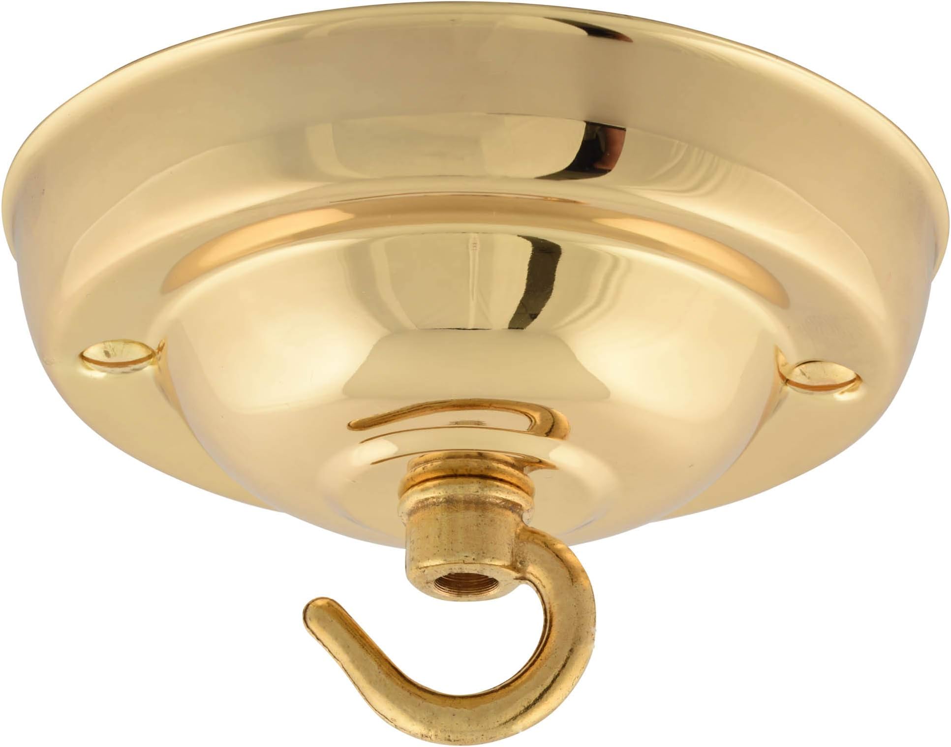 ElekTek 108mm Diameter Ceiling Rose with Hook Metallic Finishes Powder Coated Colours for Pendant Light Fittings and Chandeliers Brass