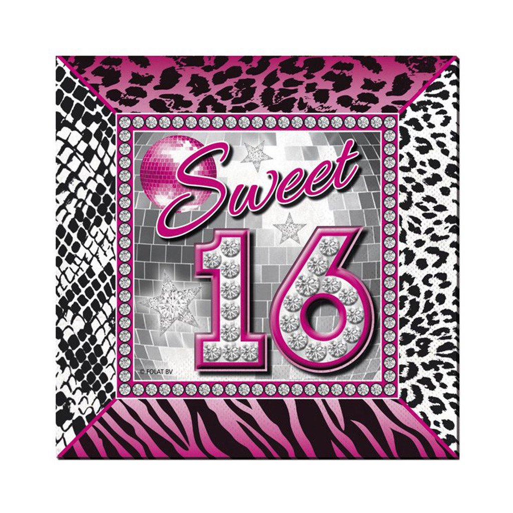 Folat - Sweet 16 Napkins - Pink - 25x25 cm - 20 pieces