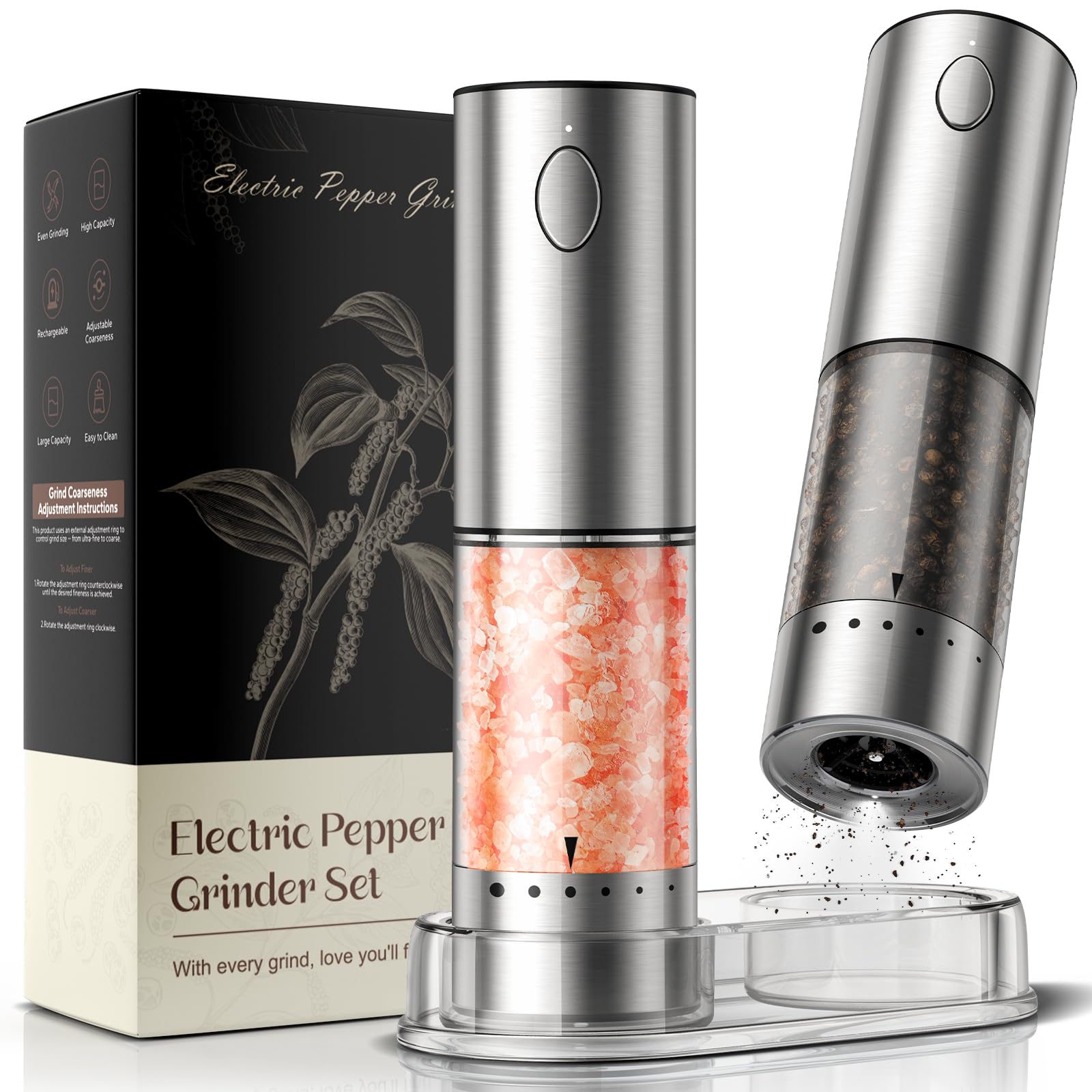 Salt and Pepper Grinder Set Kitchen Essentials Gifts for Women