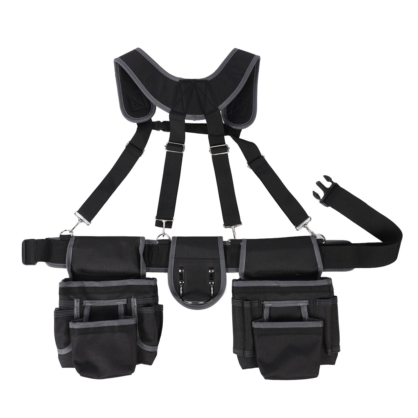 Ceinture à outils pour électricien, organiseur professionnel robuste à 12 poches avec sangle confortable pour électriciens couvreurs encadreurs construction en nylon polyester