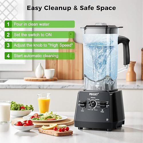 Miniatura 6 de Licuadoras para cocina, licuadora de batidos de gran capacidad, 2400 W Prasky Batidora de encimera con tarro de jugo y molinillo de 101 onzas, sin
