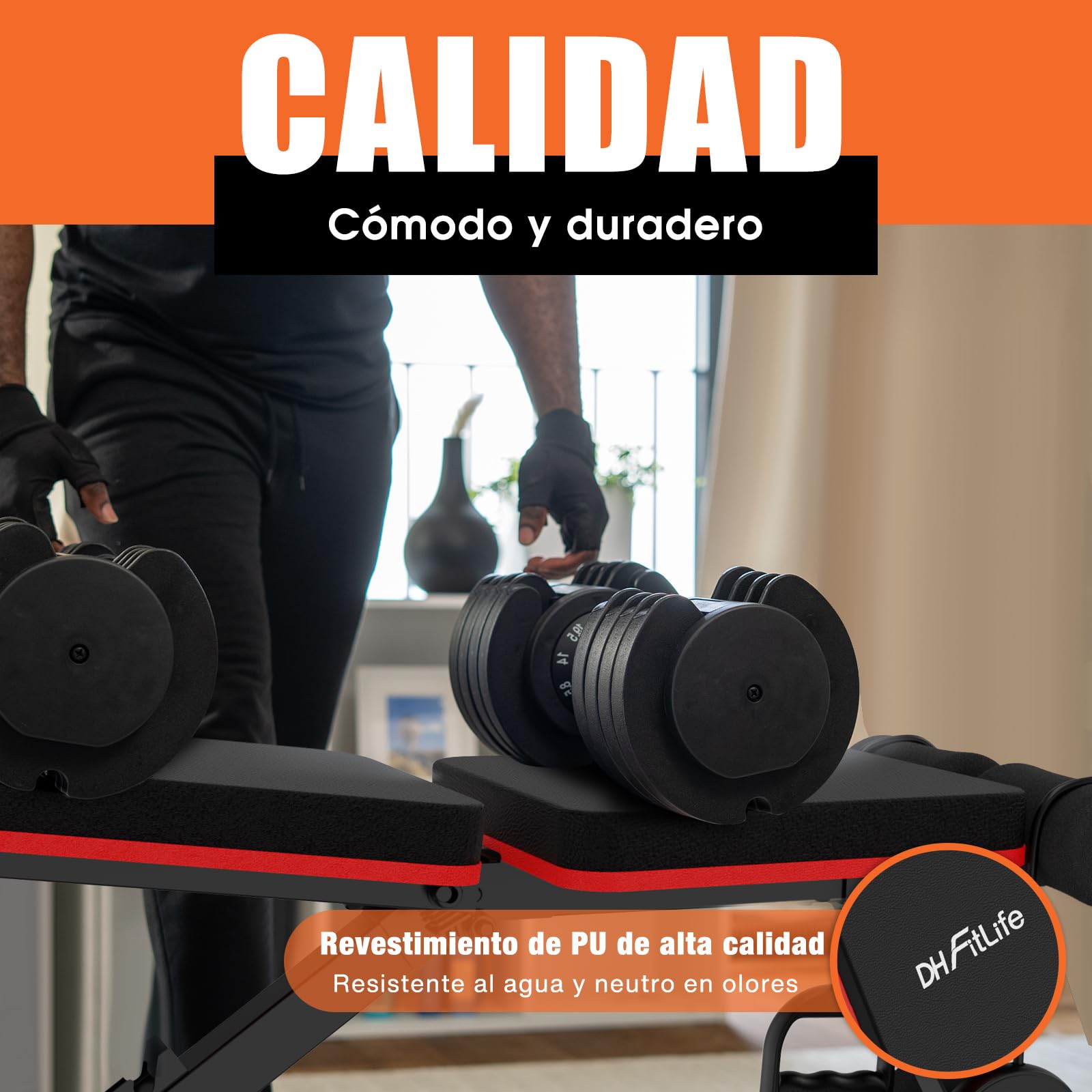 DH FitLife Banco de Pesas Plegable 8 en 1 | Banco de Entrenamiento para Cuerpo Completo en Casa | Banco Ajustable y Inclinado, Entrenador de Abdominales para el Gimnasio en Casa