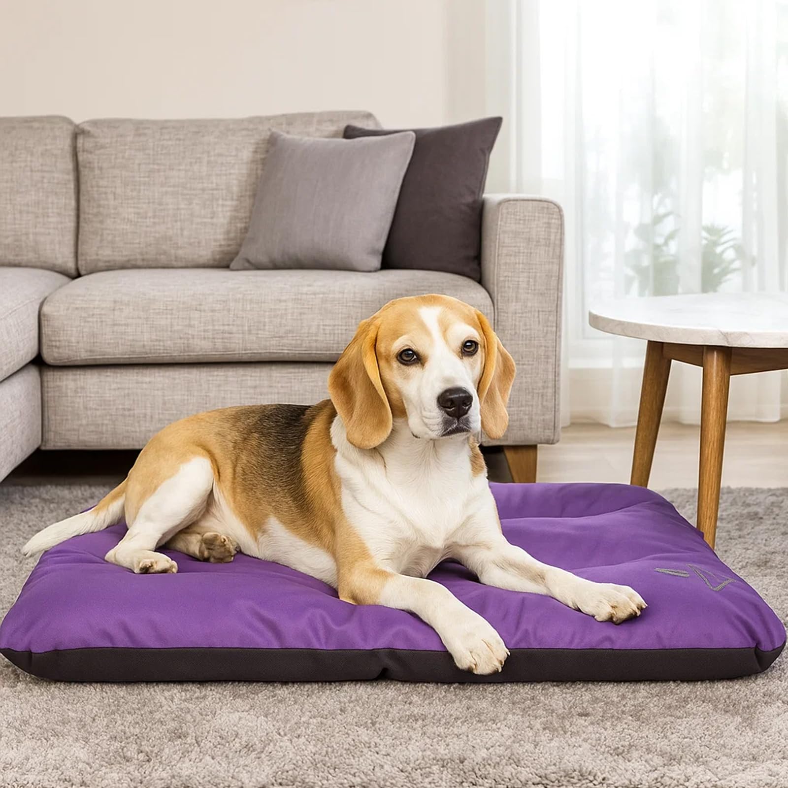 ECO Hundematratze, Hundebett für Kleine, Mittlere, Große Hunde - wetterfestes Hundekissen, kuscheliges Schaum Tierbett, Outdoor & Robustes Hundematte - 115x80x12 cm Lila