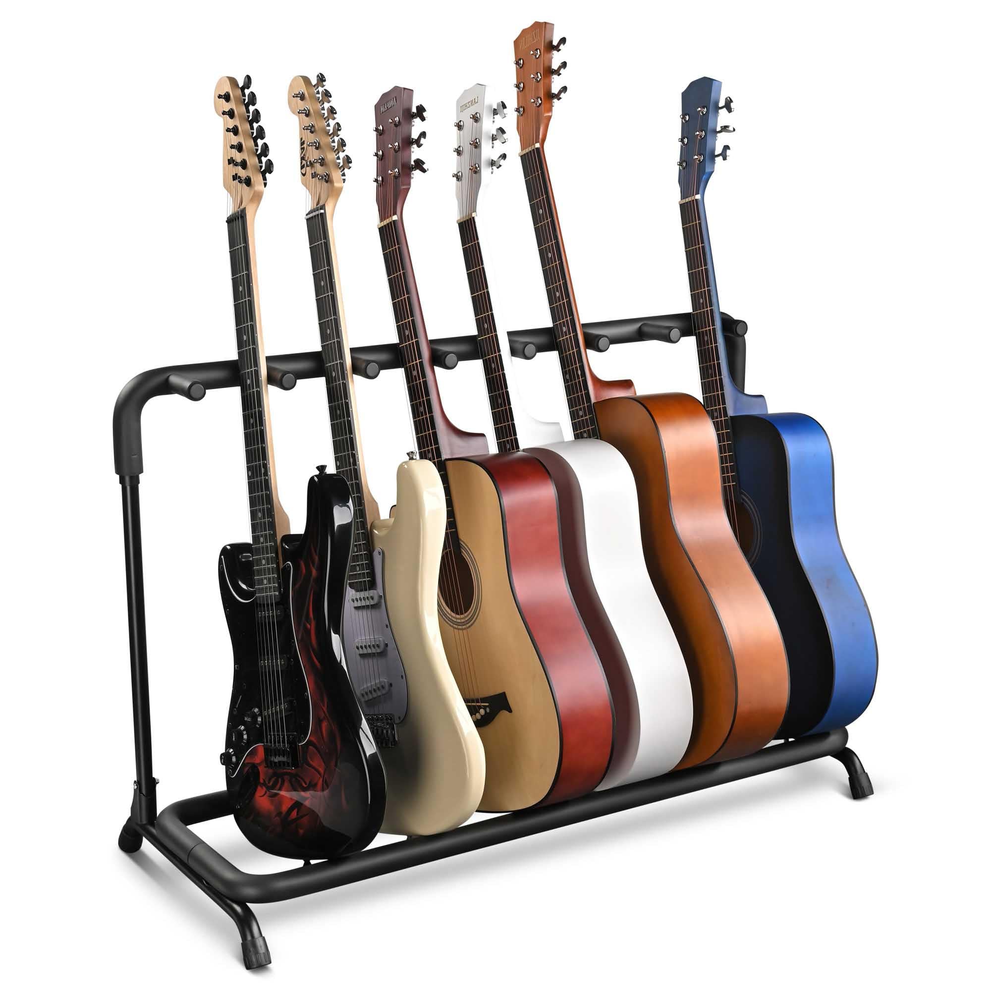 AW7 Floor Multiple Guitar Rack Foldable Guitar Holder for Band Stage & Music Studio - Electric Bass & Acoustic Guitar