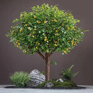 Fake Lemon Tree Artificial Green Plant Fruits Decoration with Plastic Pot Realistic Leaves for Home House Table Office 2.8m