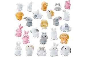 Exasinine 24 Pcs Mini Rabbits Easter Bunny Resin Bunny Figurines