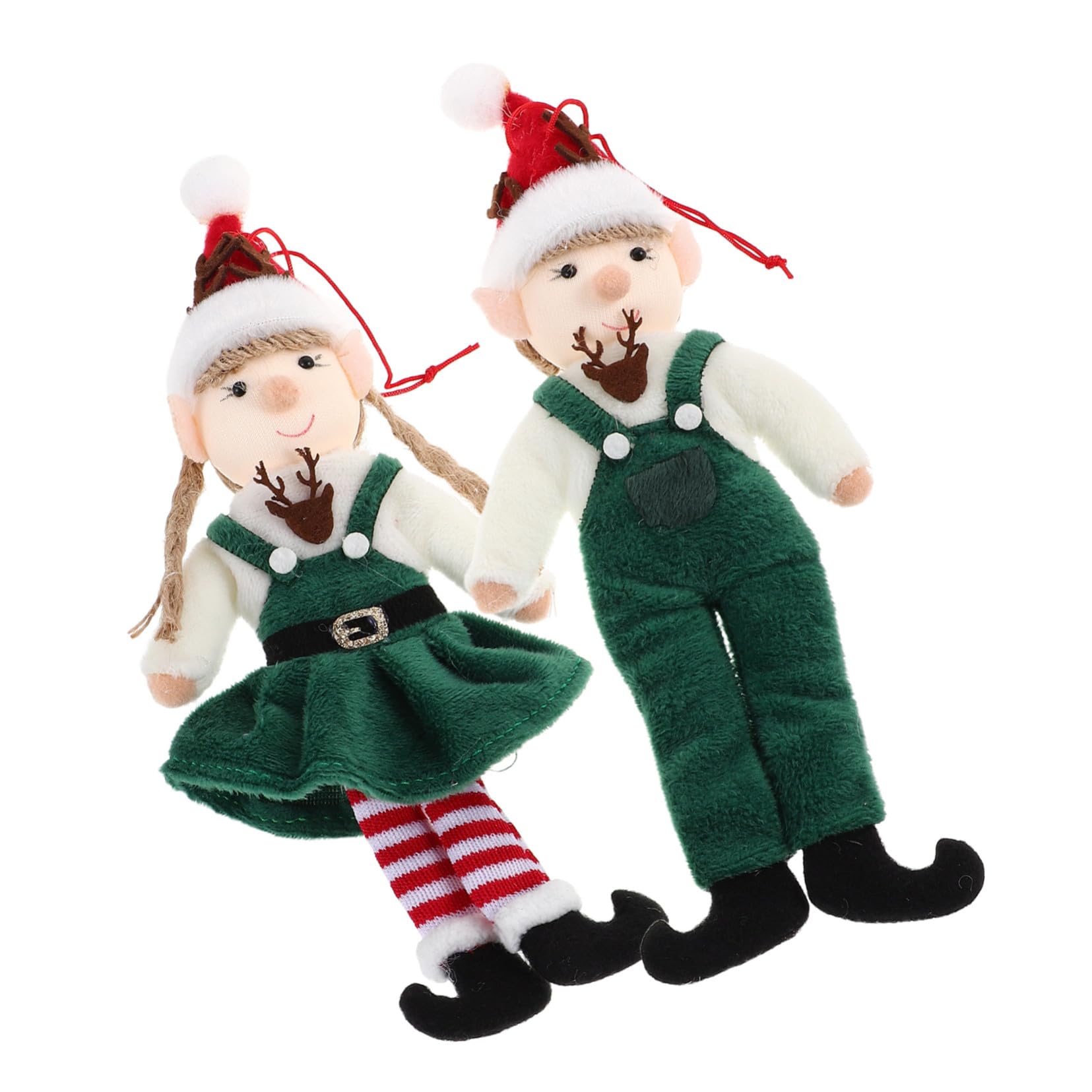 PRETYZOOM 10 Piezas Decoración de ángel Adornos Colgantes para arbol de Navidad Duende navideño Decoraciones Colgantes de de Peluche paño Verde