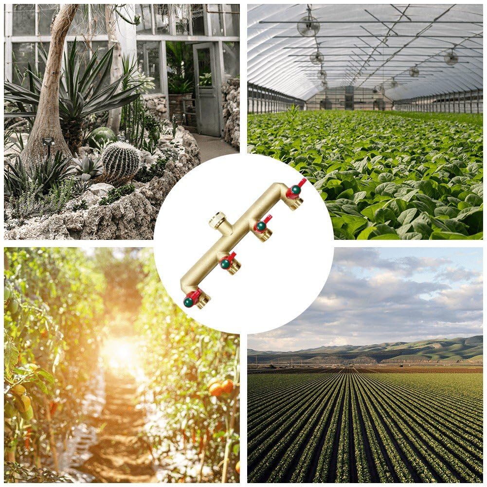 Sdoppiatore per Tubo Giardino in Ottone Massiccio, Distributore per Rubinetto 'Acqua in Ottone a 4 Vie, Raccordo Rapido per Tubo Giardino a Prova di Perdite (3/4 di Pollice)