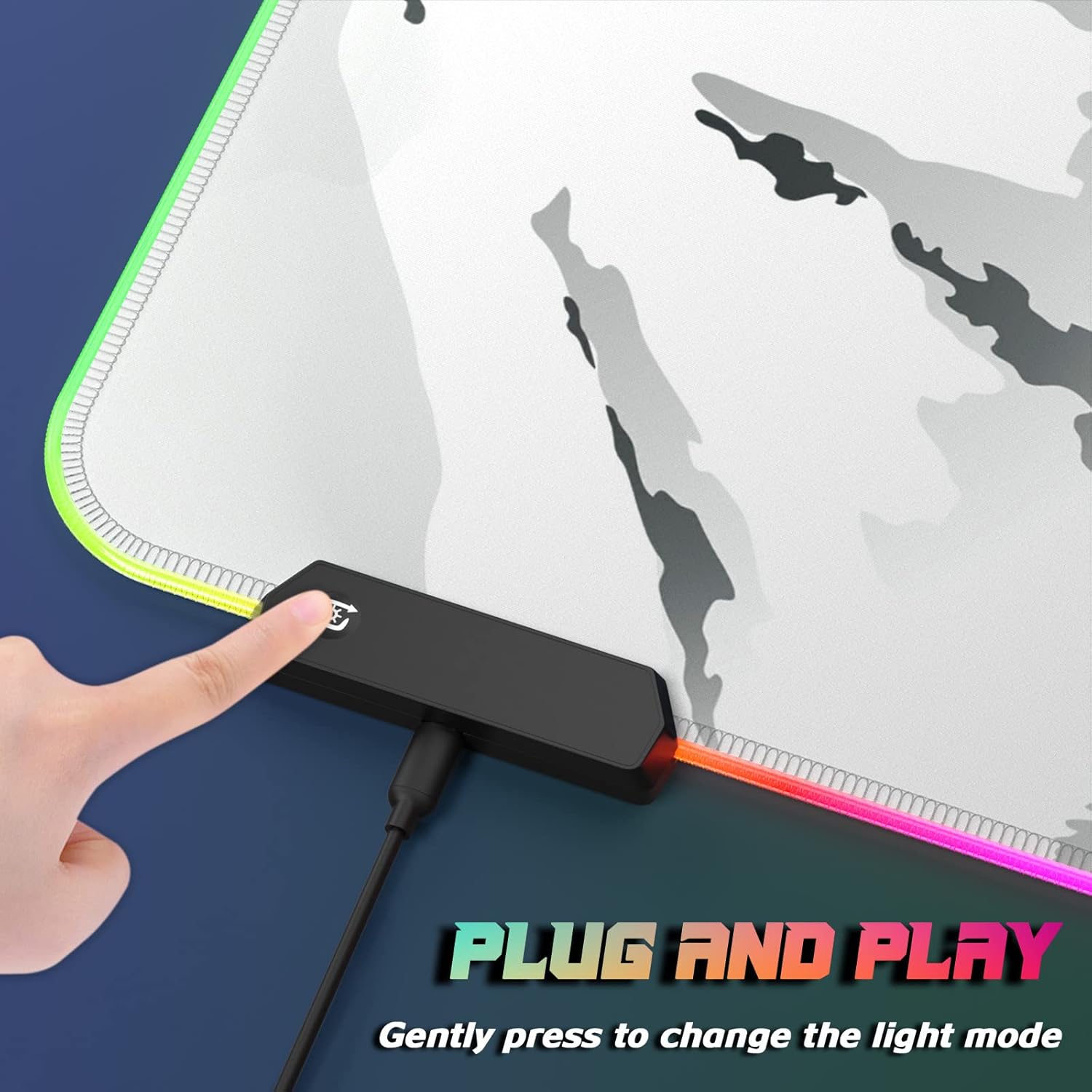 ITNRSIIET RGB Gaming Mouse Pad, Full Desk XL Extended Large Gaming Mousepad, 12 Lighting Modes 30% Thicker Big LED Desk Mat for Gamers, 32 x 12 inches, Japanese Mount Fuji Sakura