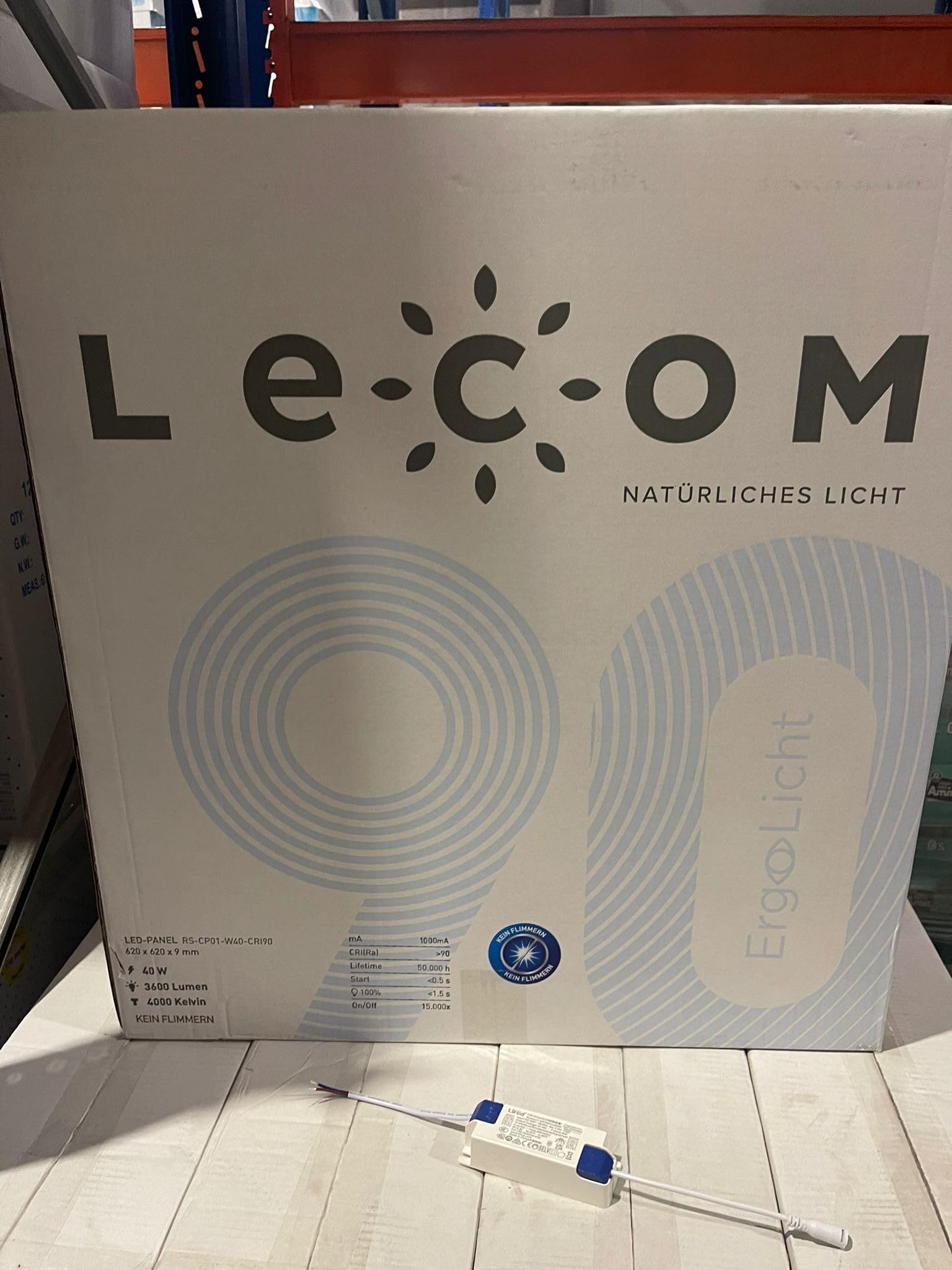 LECOM 6x LED Panel 62x62 Kaltweiß 6000K CRI90 Deckenleuchte für Rasterdecke | LED Panel Tageslicht mit hoher Farbtreue. Ideal für Fotostudio, Atelier, Labor, Werkstatt, Apotheke und Prüfraum.