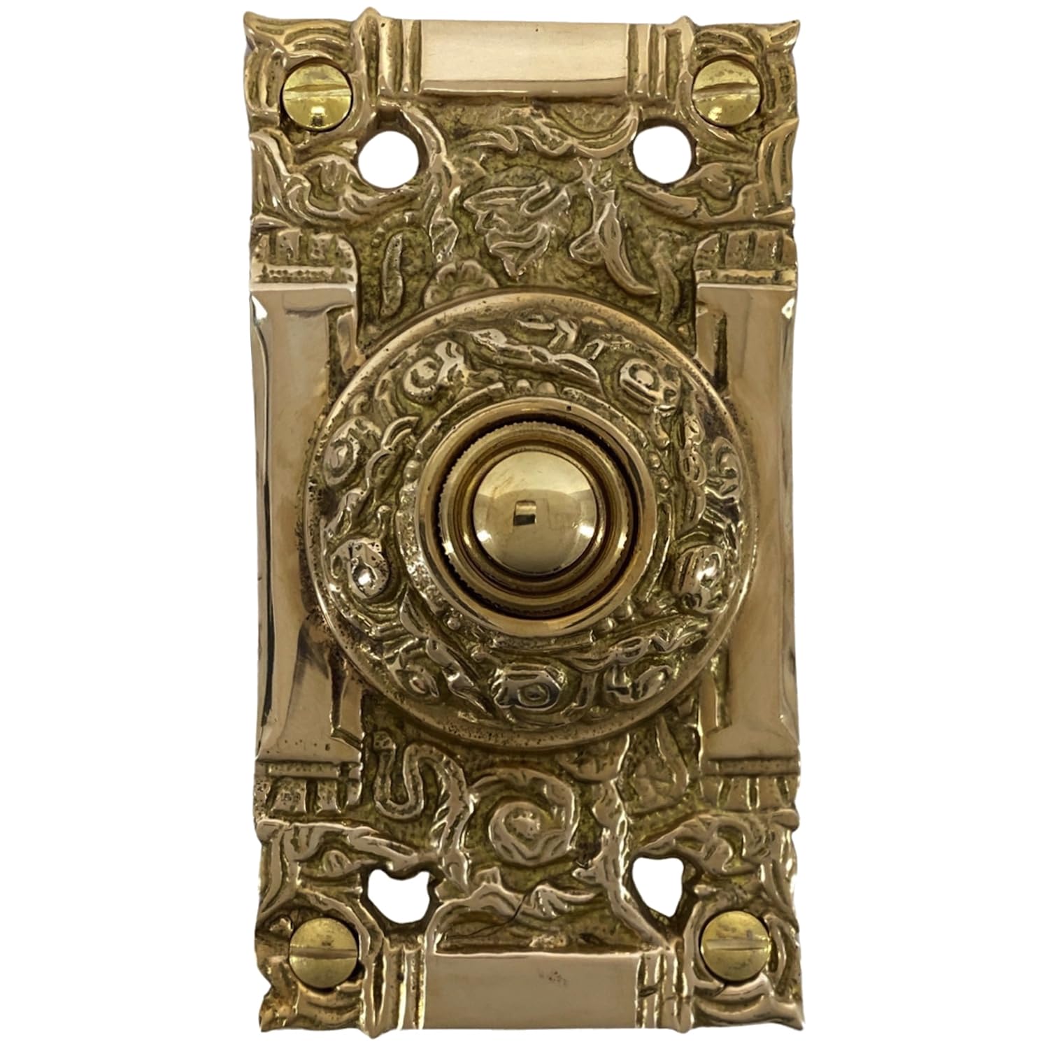 Electric Victorian Replica Push Button Doorbell (Brass)