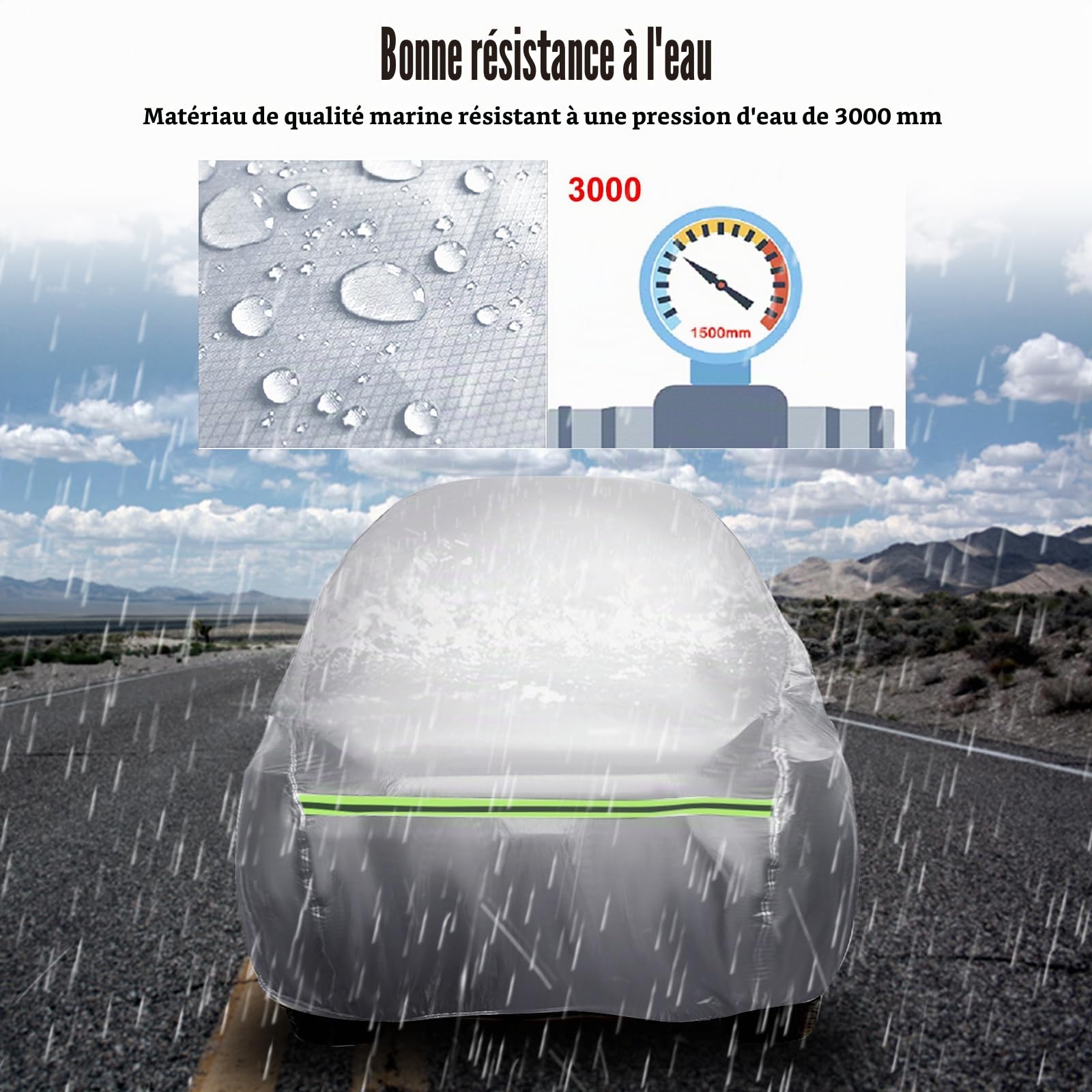Couverture de Voiture Remplacement pour Aixam City/Coupe/MINAUTO/Crossover/Crossline 2007-2025, Housse Bâche Voiture Garage Complet étanche Bandes Réfléchissantes, Protection Anti-UV, Argent