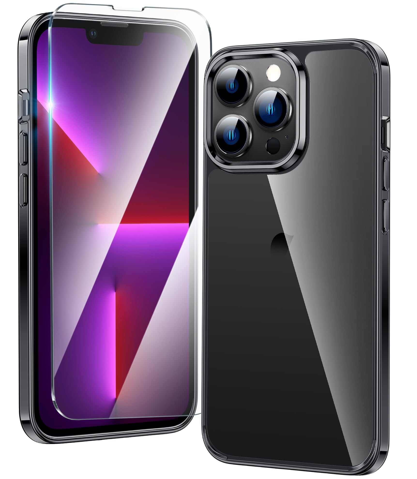 FNTCASE for iPhone 13 Pro-Max Phone Case Clear Anti Yellowing Cover | Military Grade Drop Protection, Slim Rugged Phone Cases, Shockproof Protective Bumper, Transparent Cell Cover