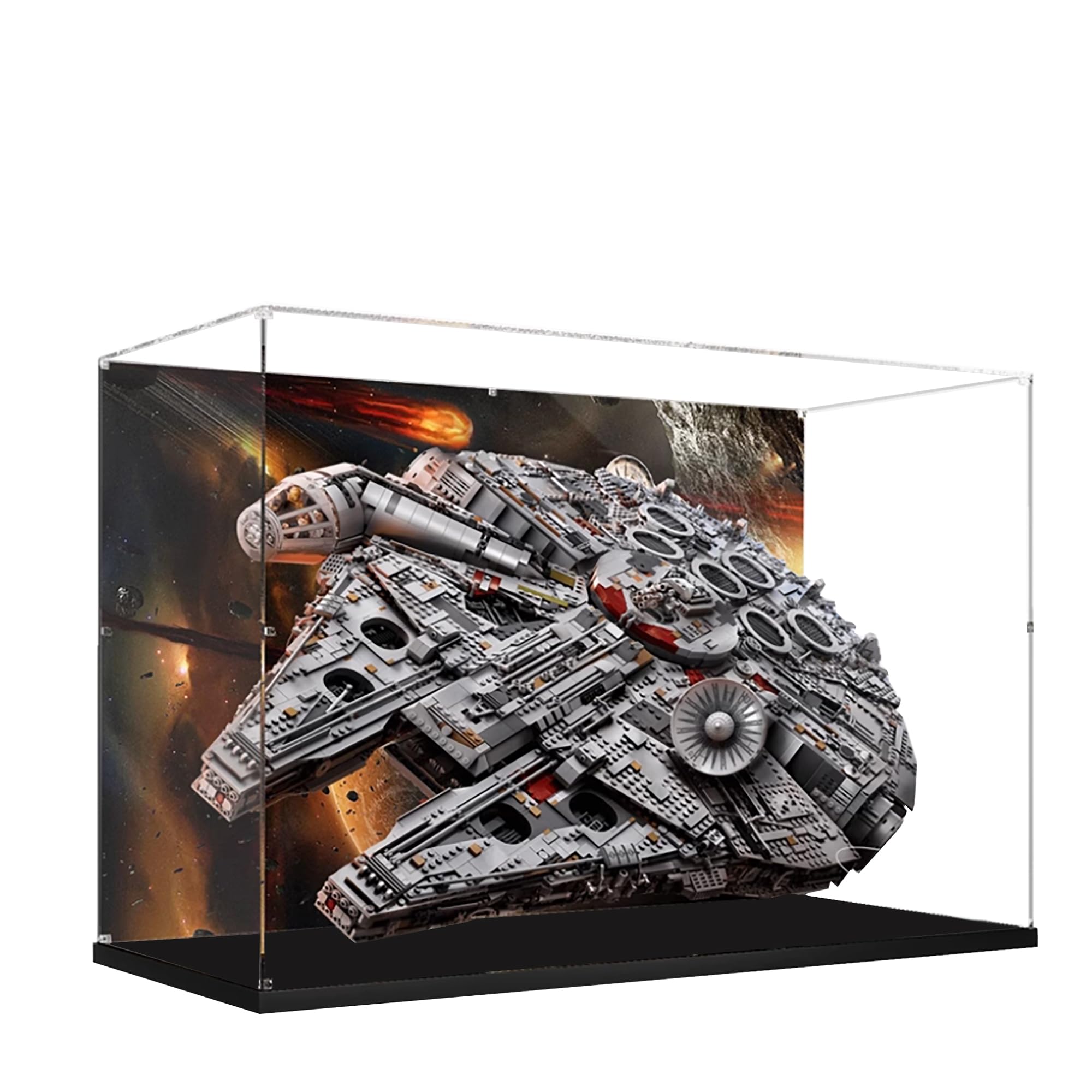 Acrylic Display Case for Lego 75192 Ultimate Millennium Falcon Model, 3mm Dustproof Display Box, Display Case Compatible with Lego 75192 (Model Not Included) (Background 3MM)