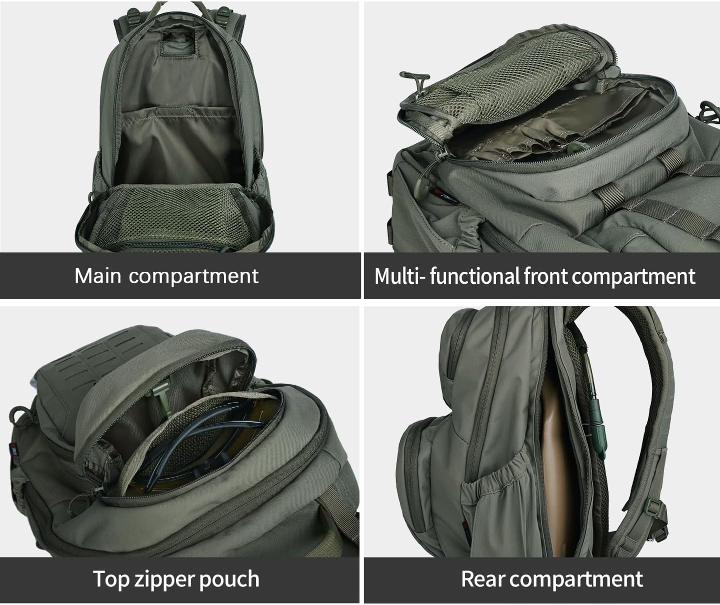 BOMTURN Military Tactical Backpack, Small Army Molle Bag 2 Day Assault Pack 25L with Bottle Holders - Image 7