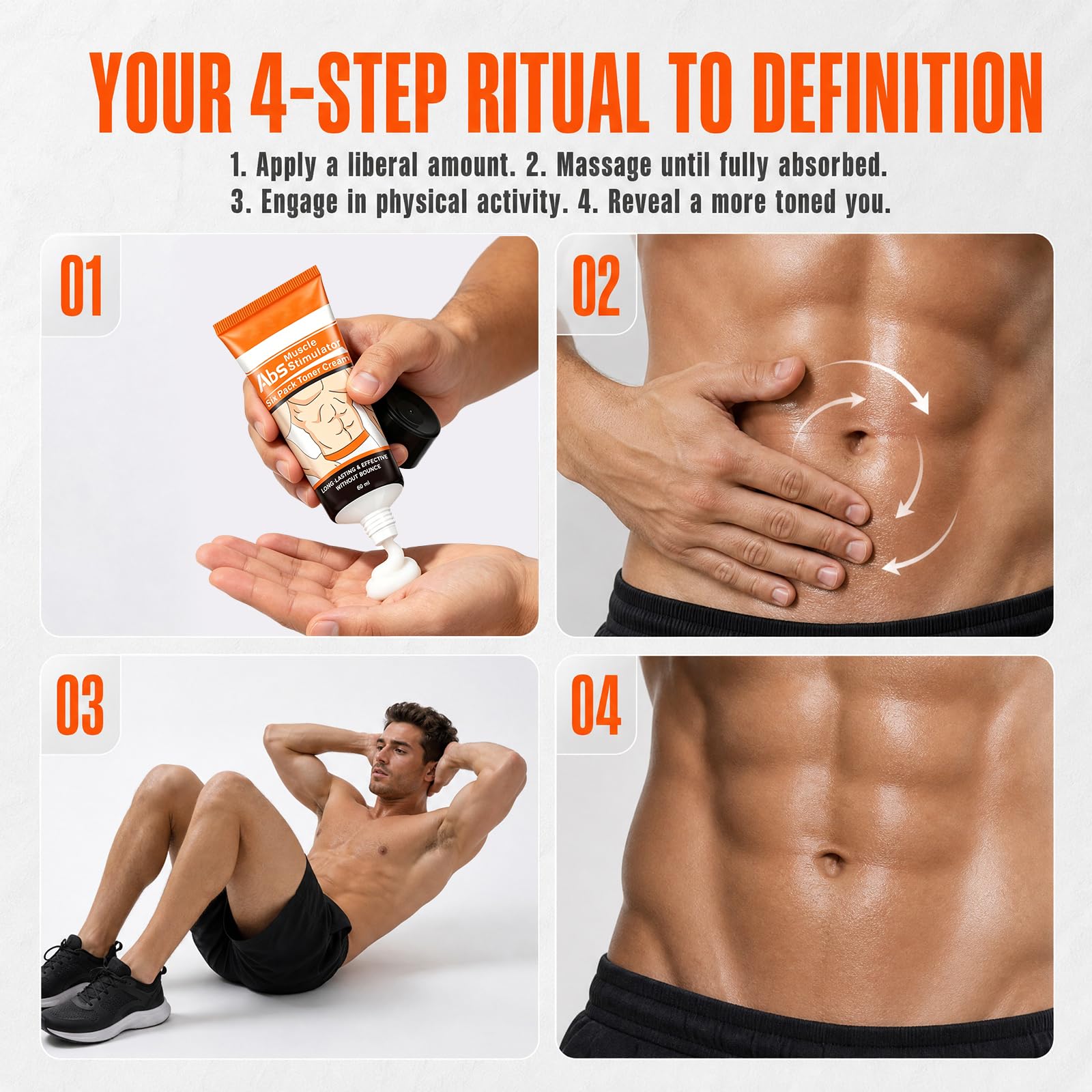 Crema Abdominal 2 Piezas, Crema De Masaje Con Efecto Calor, Gel Corporal Para Fitness Y Entrenamiento