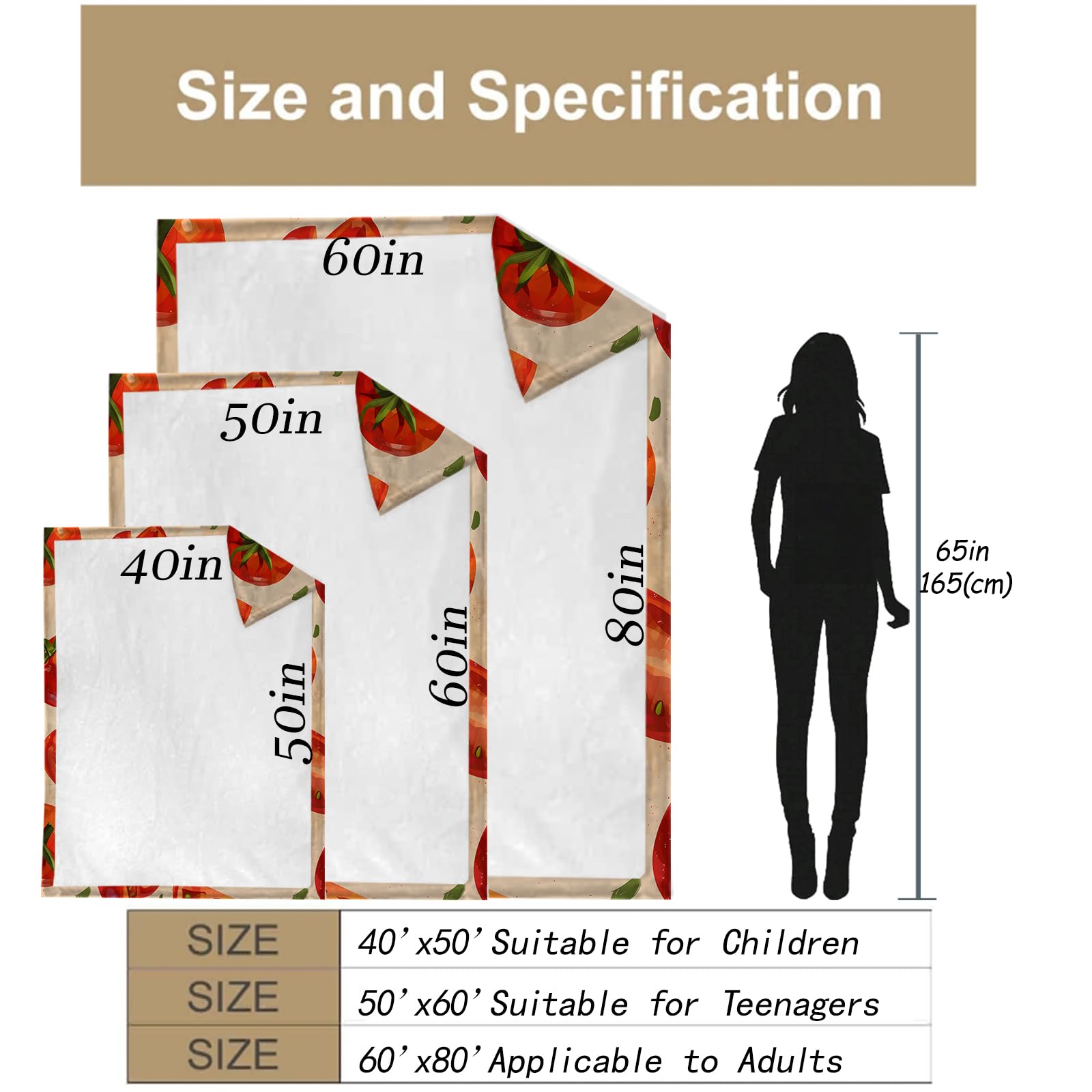 Turamurra Tomato Print Fleece Throw Blanket - 60x80 Inches, Soft & Warm, Perfect For Gardeners & Food Lovers - View #9