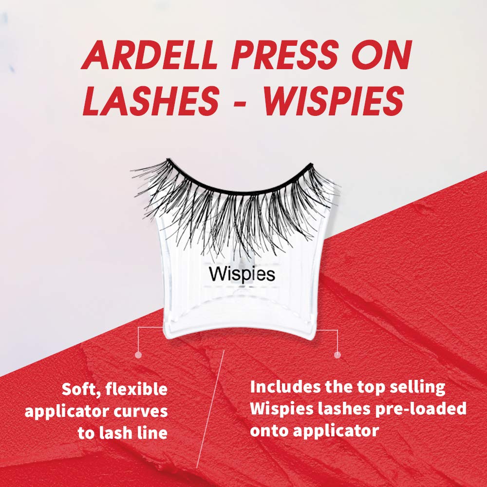Ardell Press On Wispies False Eyelashes - Self Adhesive Lashes, No Glue Needed, Eye Makeup Enhancement, 4 Pack