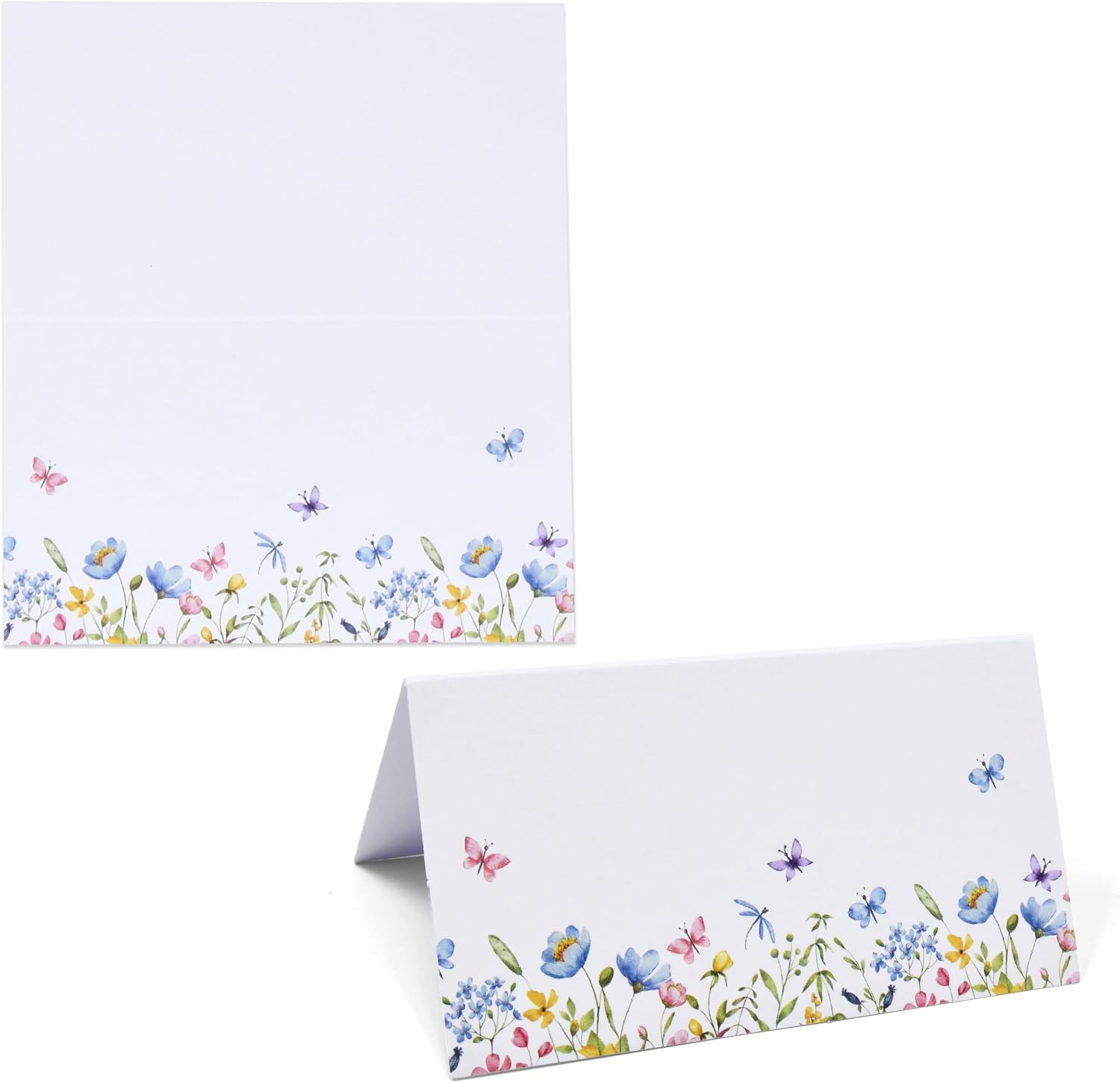 Gift Boutique 100 Floral Wildflower Place Cards Folded Tent Name Cards for Wedding Baby Shower Dinner Reception Table Setting Party Decorations