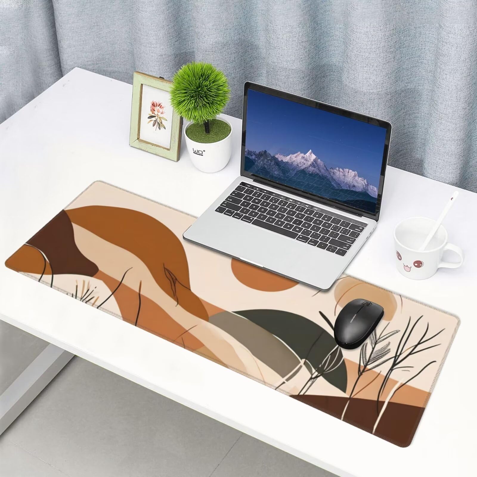Tappetino Mouse, Tappetino Mouse Gaming Grande XXL 1500x800x3mm Tappetino Scrivania Mouse Pad, Base in Gomma Antiscivolo, Bordi Cuciti,Lavabile, Mousepad per Ufficio e Gaming (Paesaggio astratto) R106