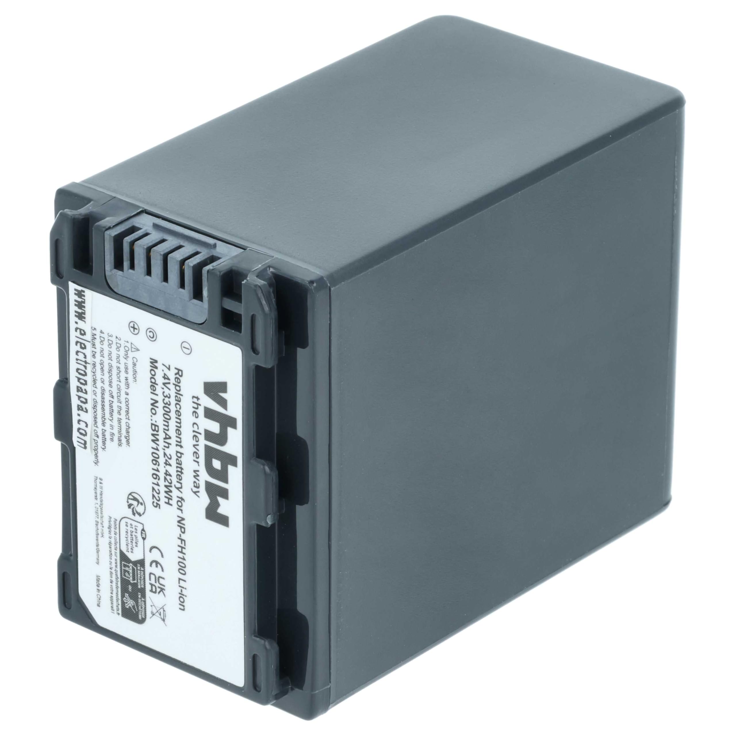 vhbw 2x batteria compatibile con Sony HDR-UX19E, HDR-UX7(E), HDR-UX3(E) videocamera camcorder (3300mAh, 7,4V, Li-Ion) con infochip
