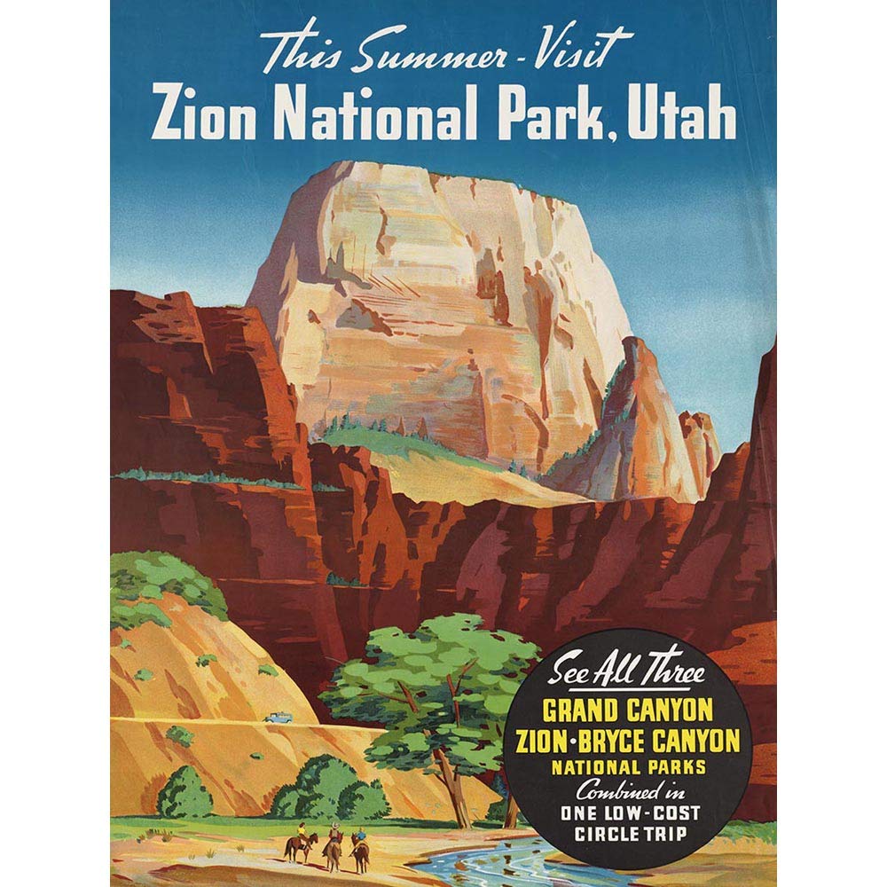 Wee Blue Coo Travel Summer Grand Canyon North Rim Bryce Zion National Park Utah Art Print Poster Wall Decor 12X16 Inch