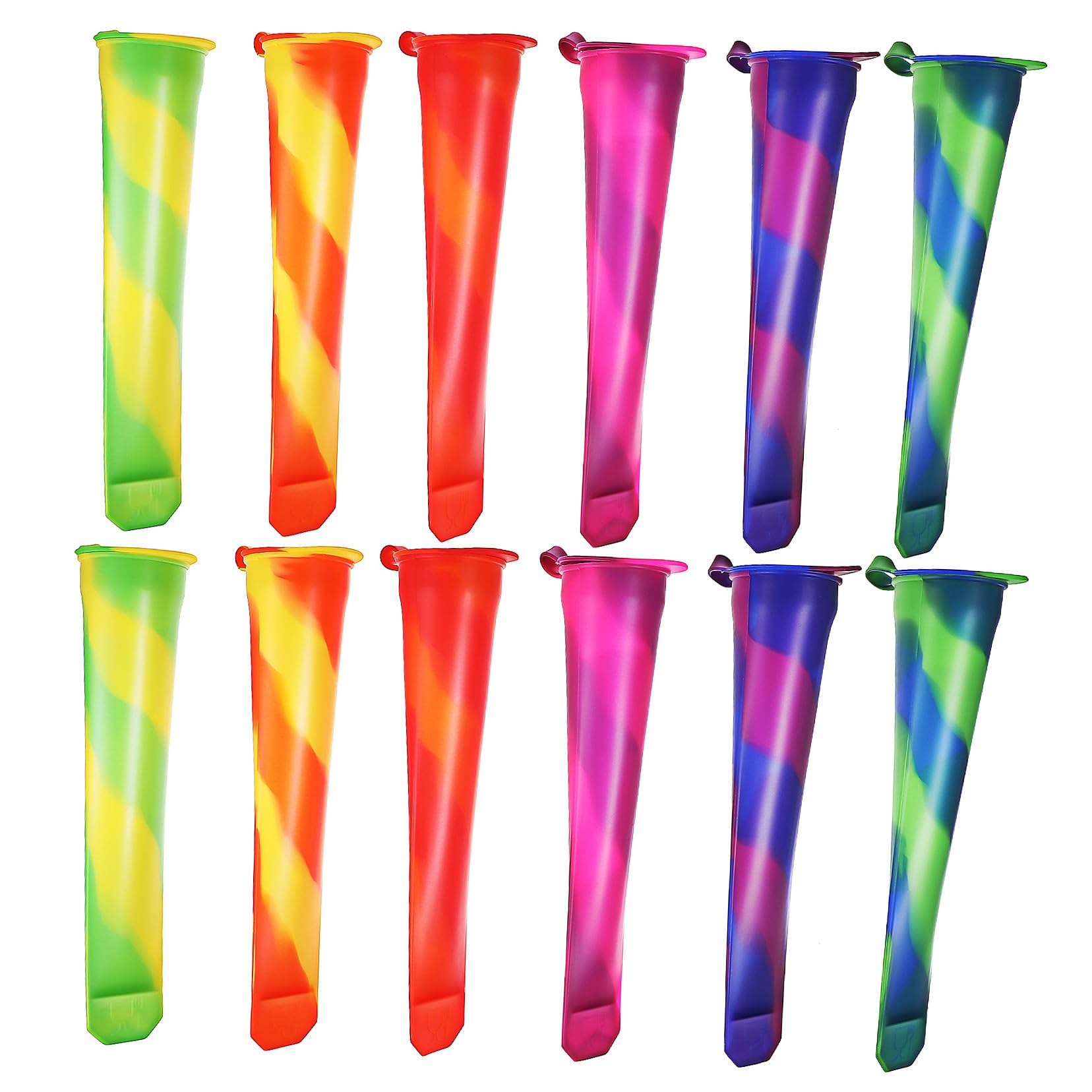 VALICLUD 12 pièces Moules à Glace Silicone Moule à Bâtonnets Réutilisable Flexible et Sûr pour Garçon Fille et Adultes Compartiments Multiples pour Différents Goûts